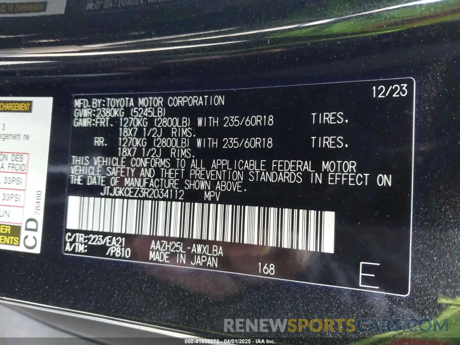 9 fotografías del automóvil dañado JTJGKCEZ3R2034112 LEXUS NX 350H 2024