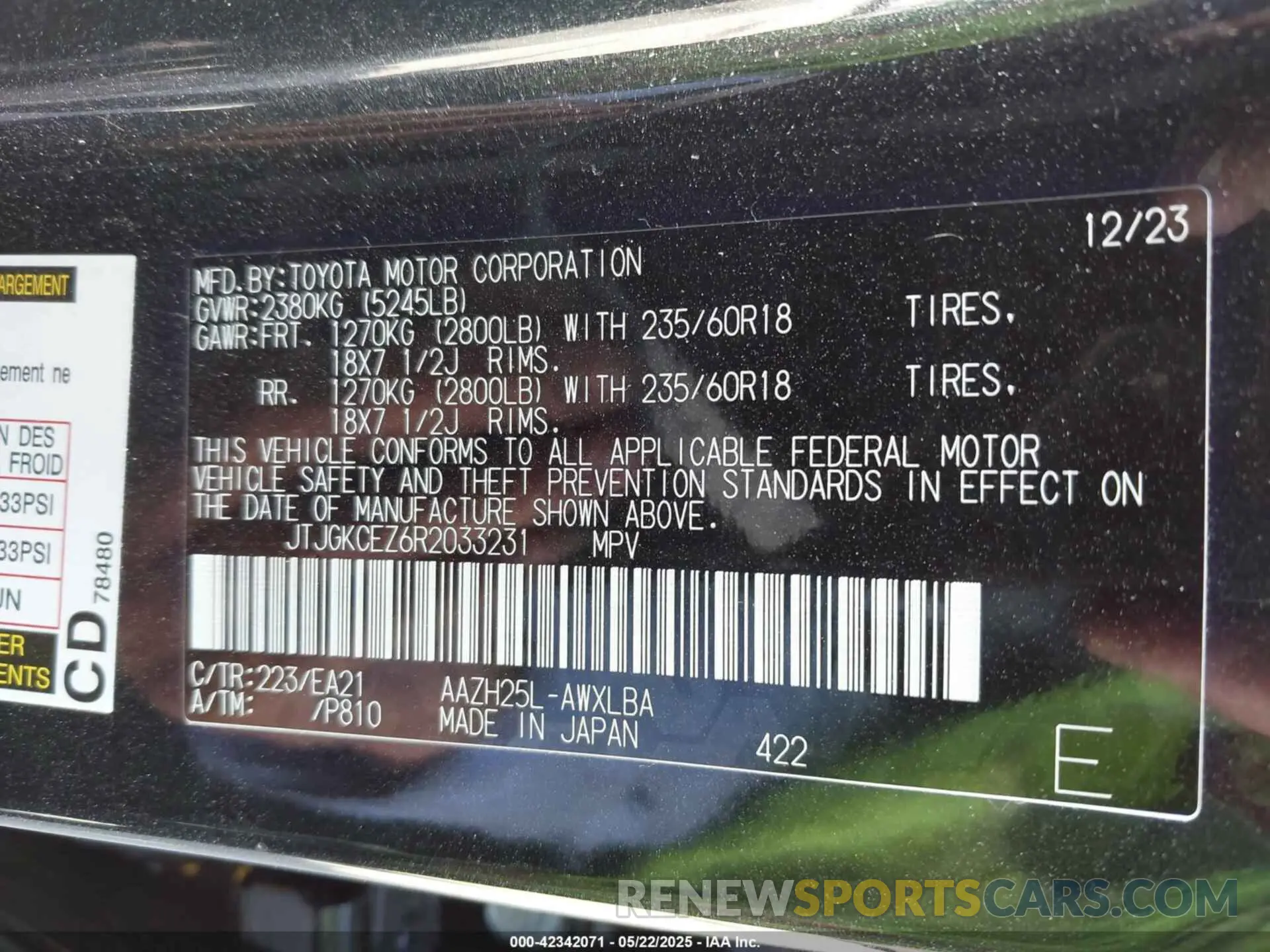 9 fotografías del automóvil dañado JTJGKCEZ6R2033231 LEXUS NX 350H 2024