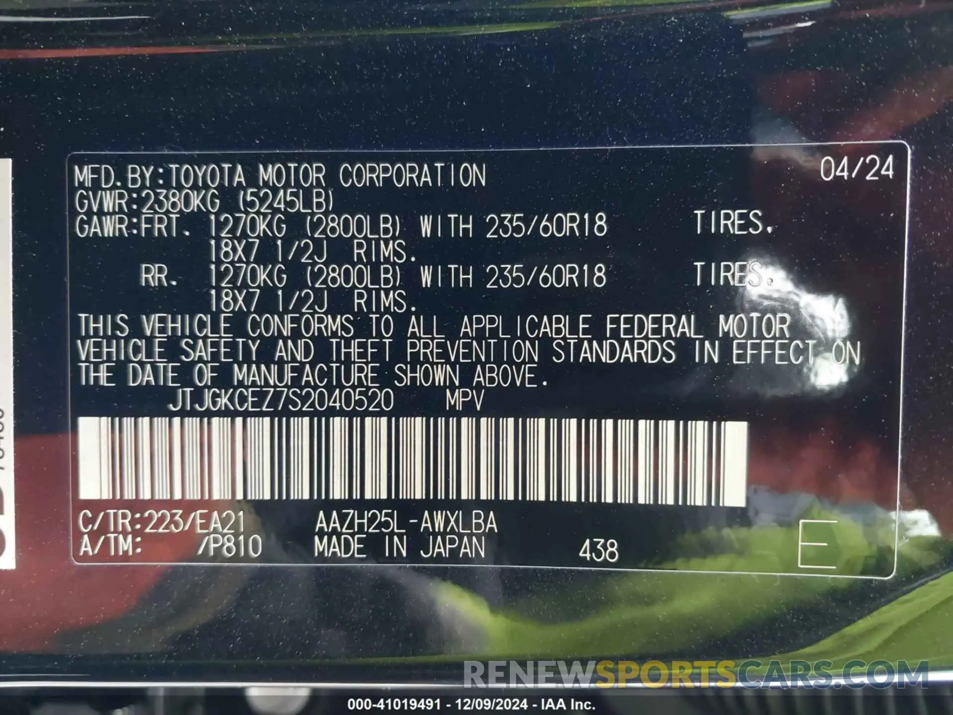 9 fotografías del automóvil dañado JTJGKCEZ7S2040520 LEXUS NX 350H 2025