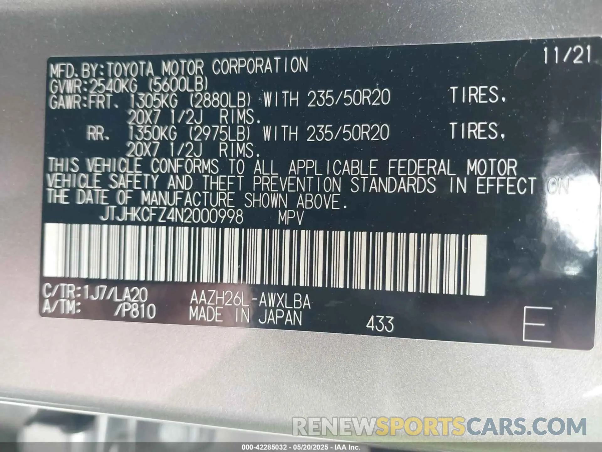 9 fotografías del automóvil dañado JTJHKCFZ4N2000998 LEXUS NX 450H+ 2022