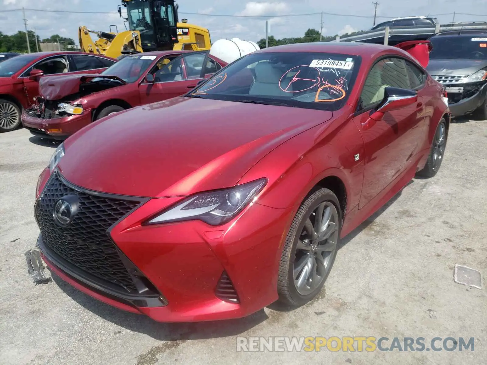 2 fotografías del automóvil dañado JTHGZ5DC6L5010351 LEXUS RC350 2020