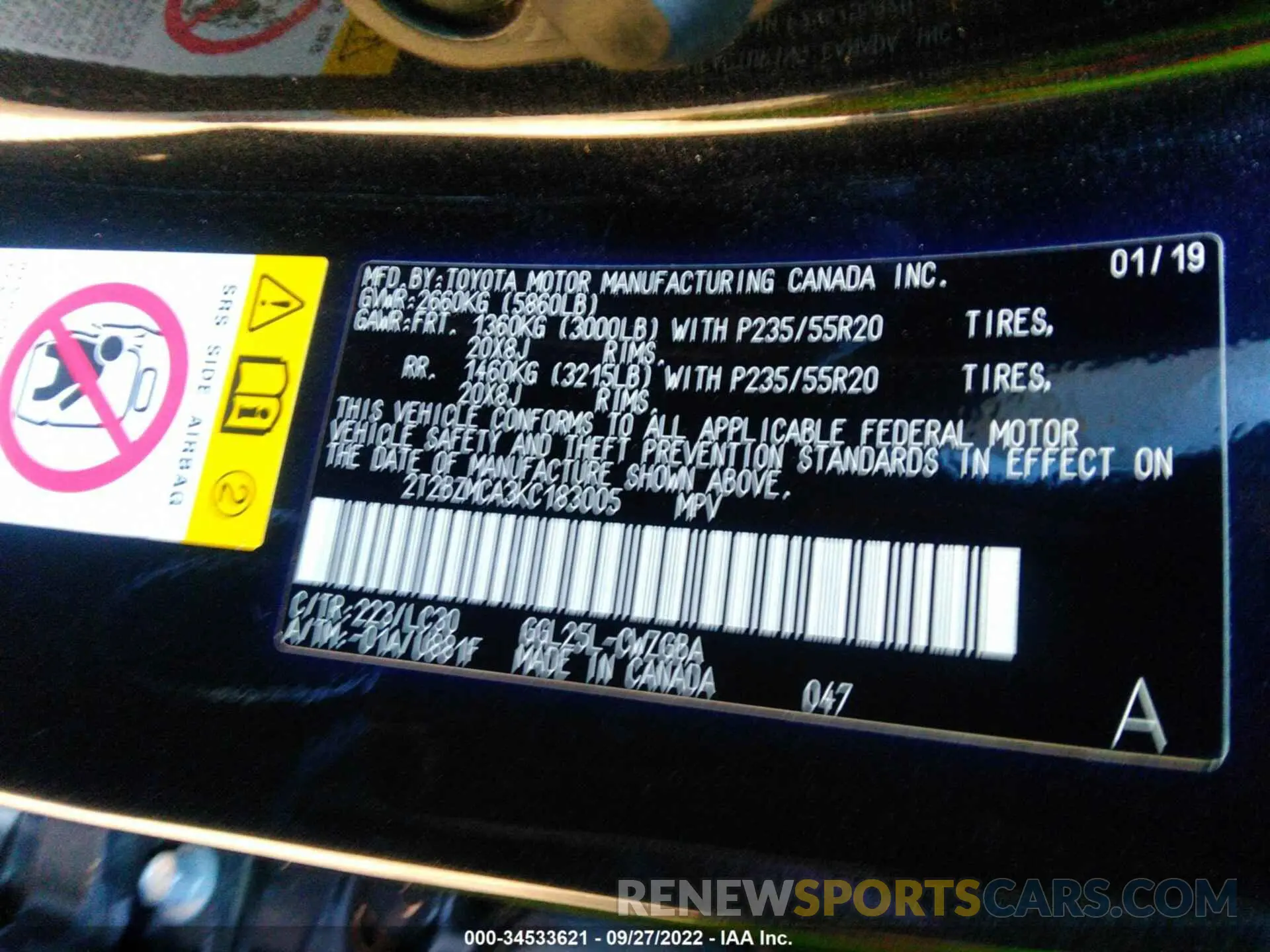 9 fotografías del automóvil dañado 2T2BZMCA3KC183005 LEXUS RX 2019