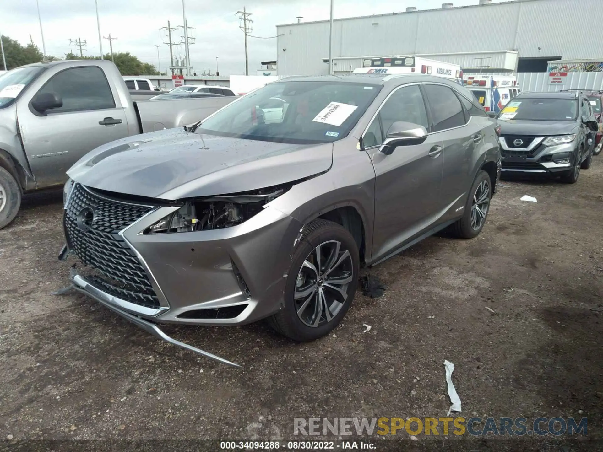 2 fotografías del automóvil dañado 2T2HGMDA1NC074996 LEXUS RX 2022