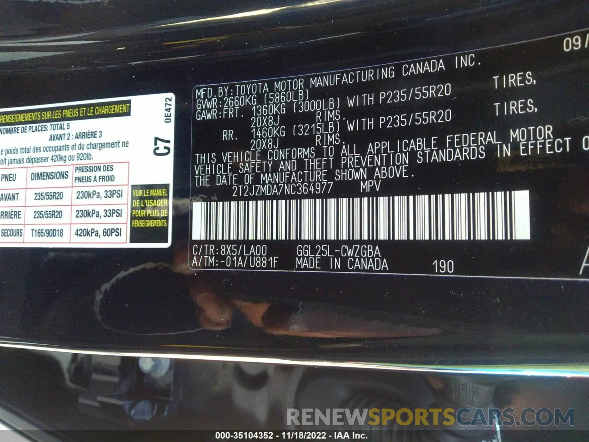 9 fotografías del automóvil dañado 2T2JZMDA7NC364977 LEXUS RX 2022