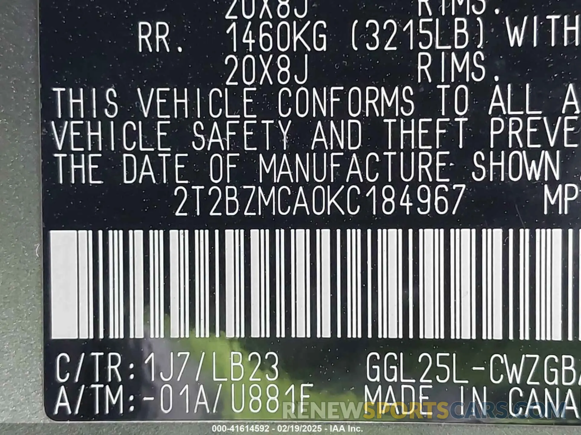 9 fotografías del automóvil dañado 2T2BZMCA0KC184967 LEXUS RX 350 2019