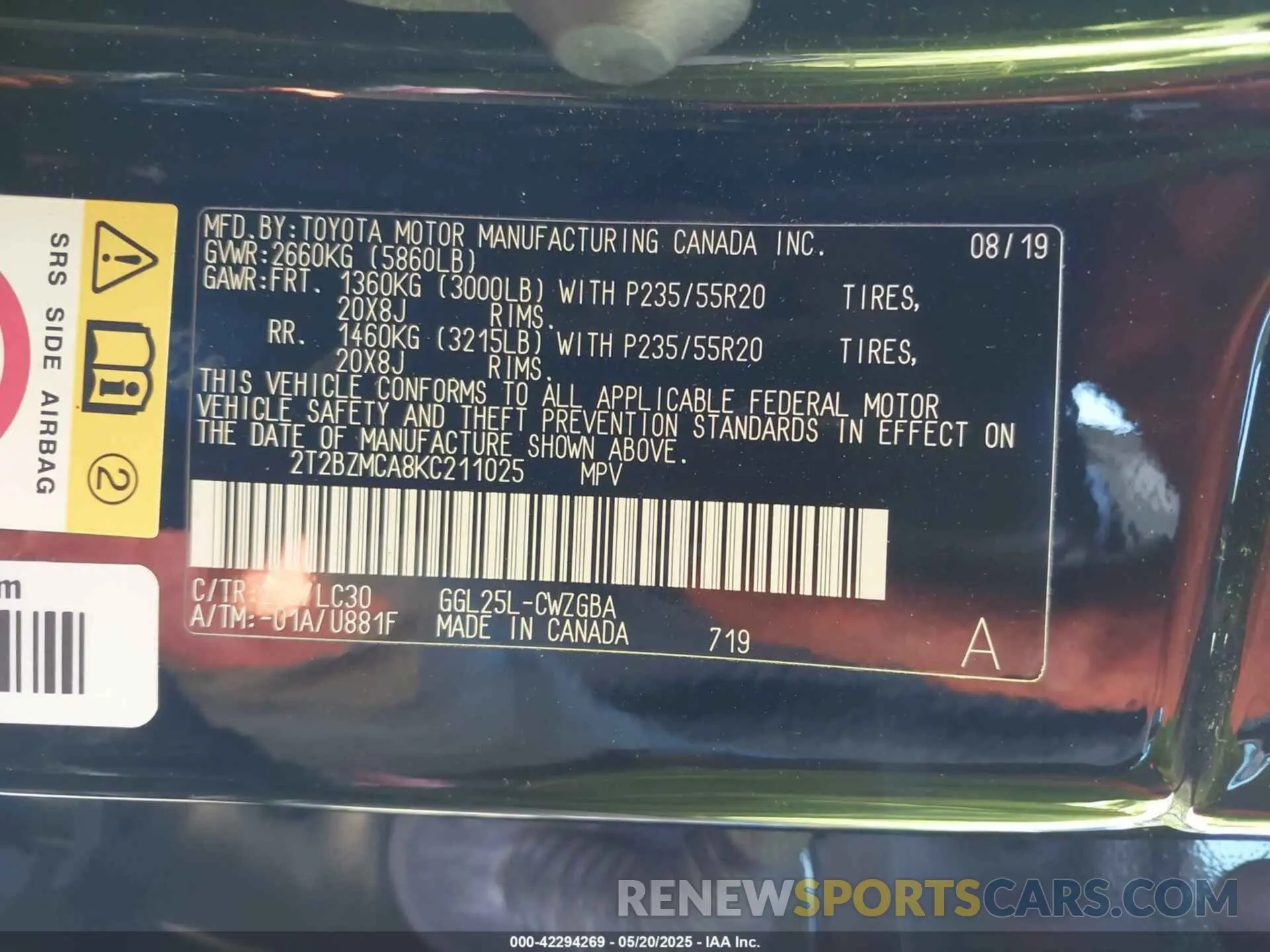 9 fotografías del automóvil dañado 2T2BZMCA8KC211025 LEXUS RX 350 2019