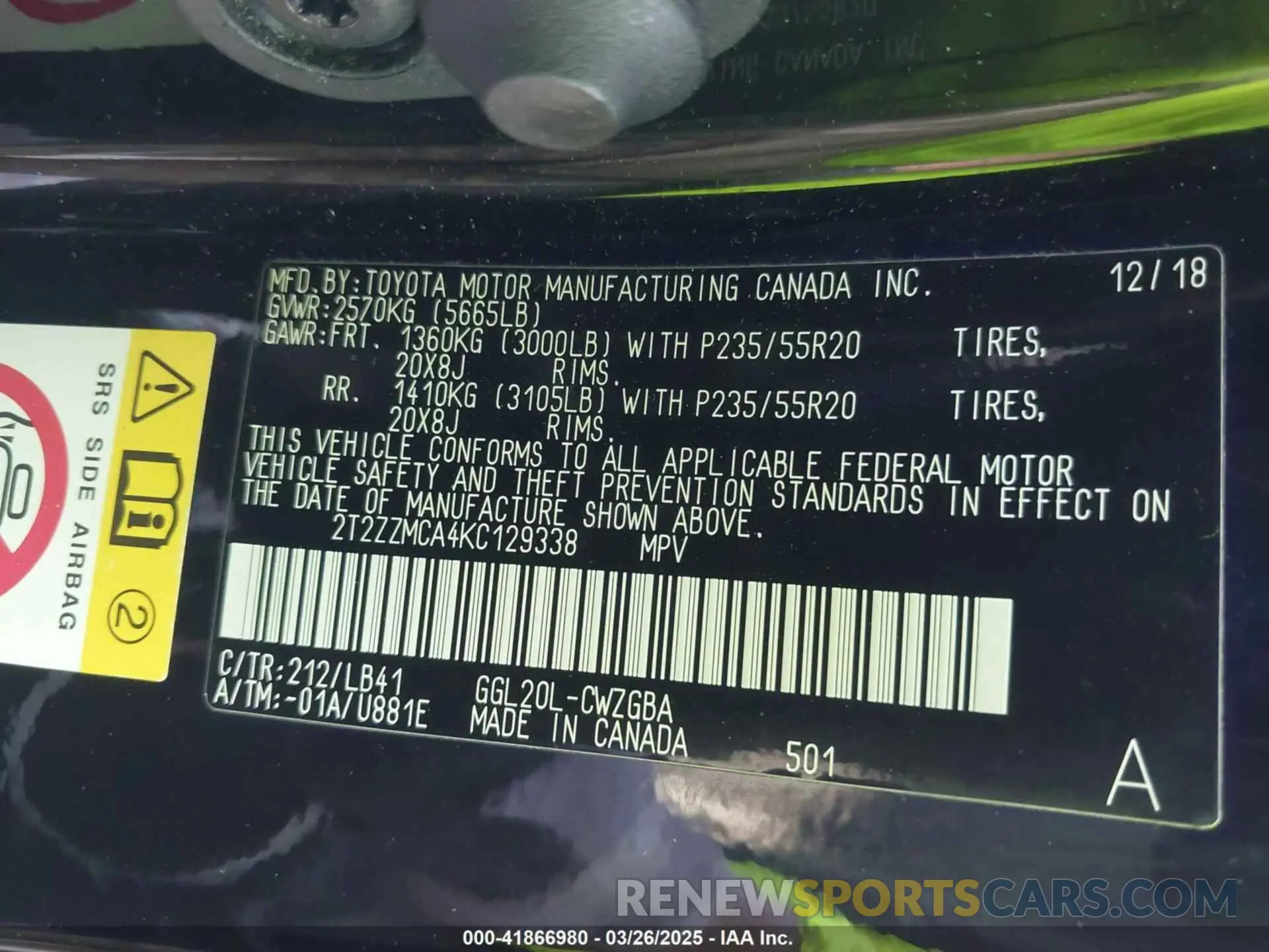 9 fotografías del automóvil dañado 2T2ZZMCA4KC129338 LEXUS RX 350 2019