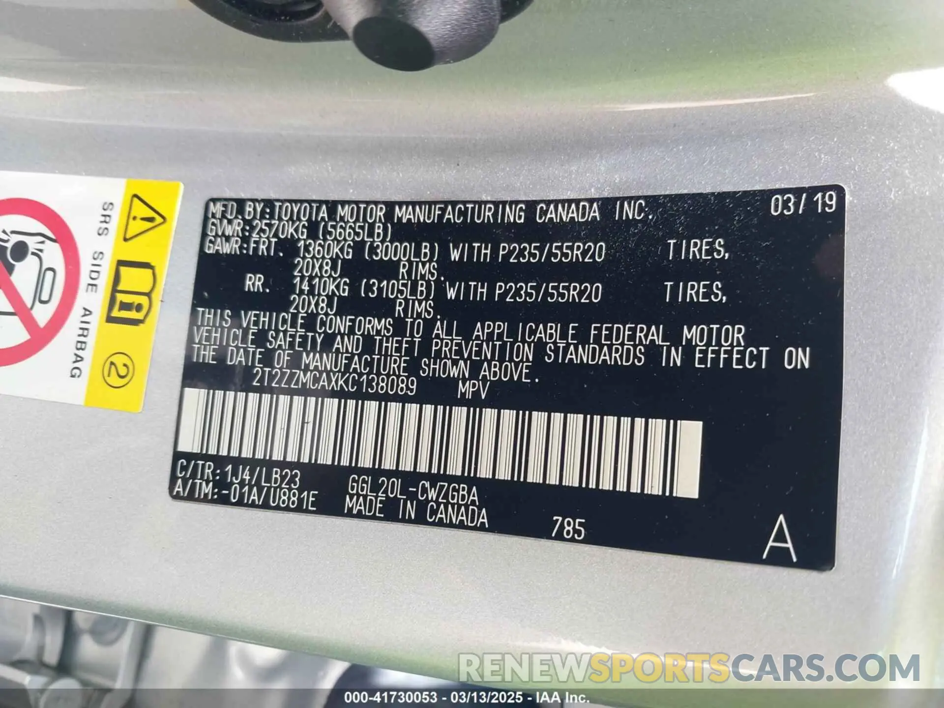 9 fotografías del automóvil dañado 2T2ZZMCAXKC138089 LEXUS RX 350 2019