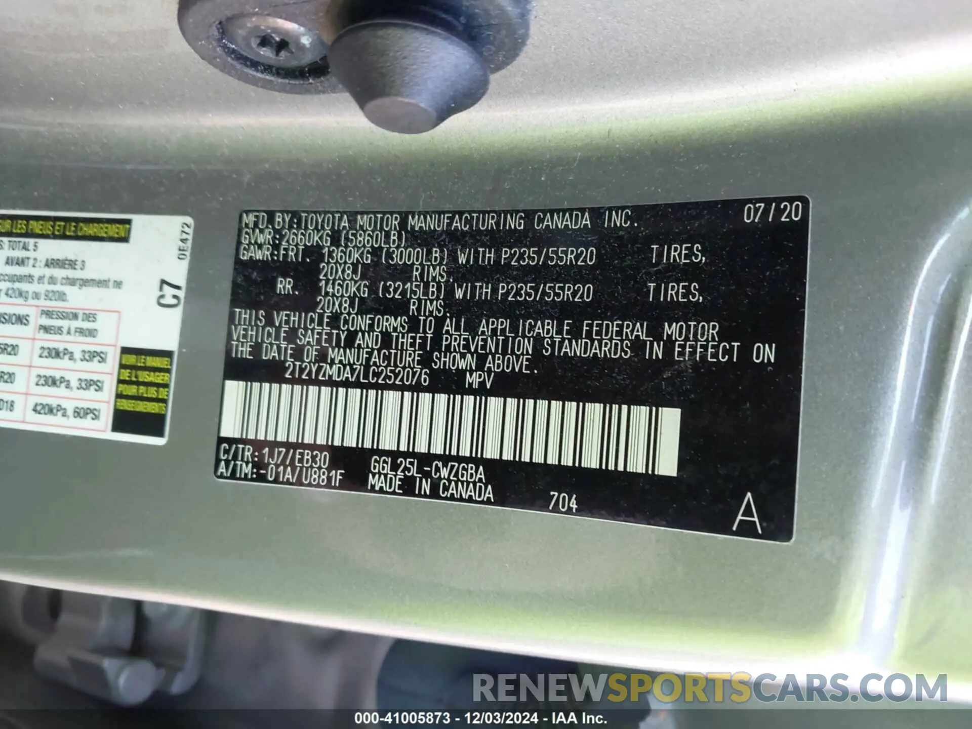 9 fotografías del automóvil dañado 2T2YZMDA7LC252076 LEXUS RX 350 2020