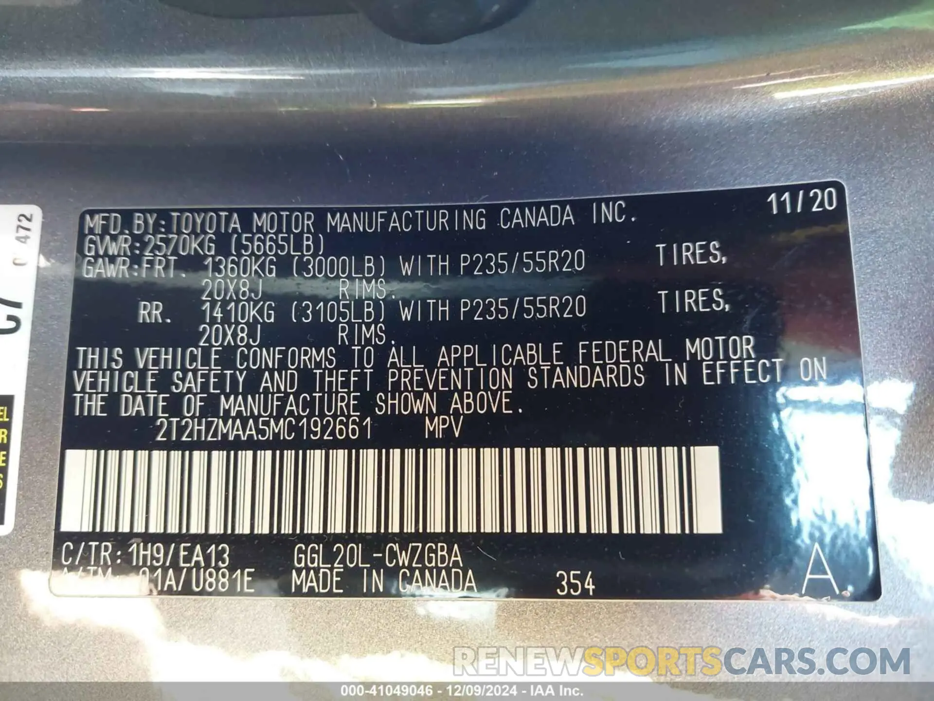 9 fotografías del automóvil dañado 2T2HZMAA5MC192661 LEXUS RX 350 2021