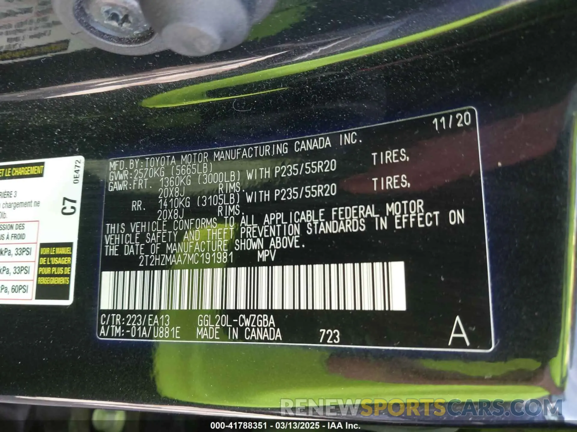 9 fotografías del automóvil dañado 2T2HZMAA7MC191981 LEXUS RX 350 2021