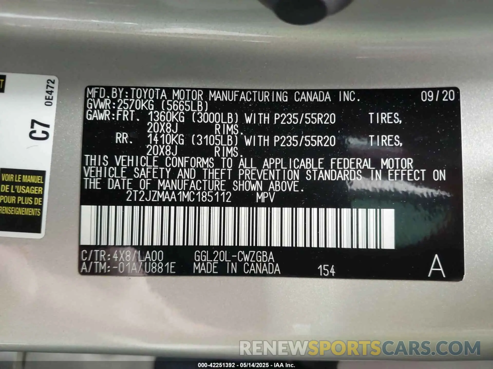 9 fotografías del automóvil dañado 2T2JZMAA1MC185112 LEXUS RX 350 2021