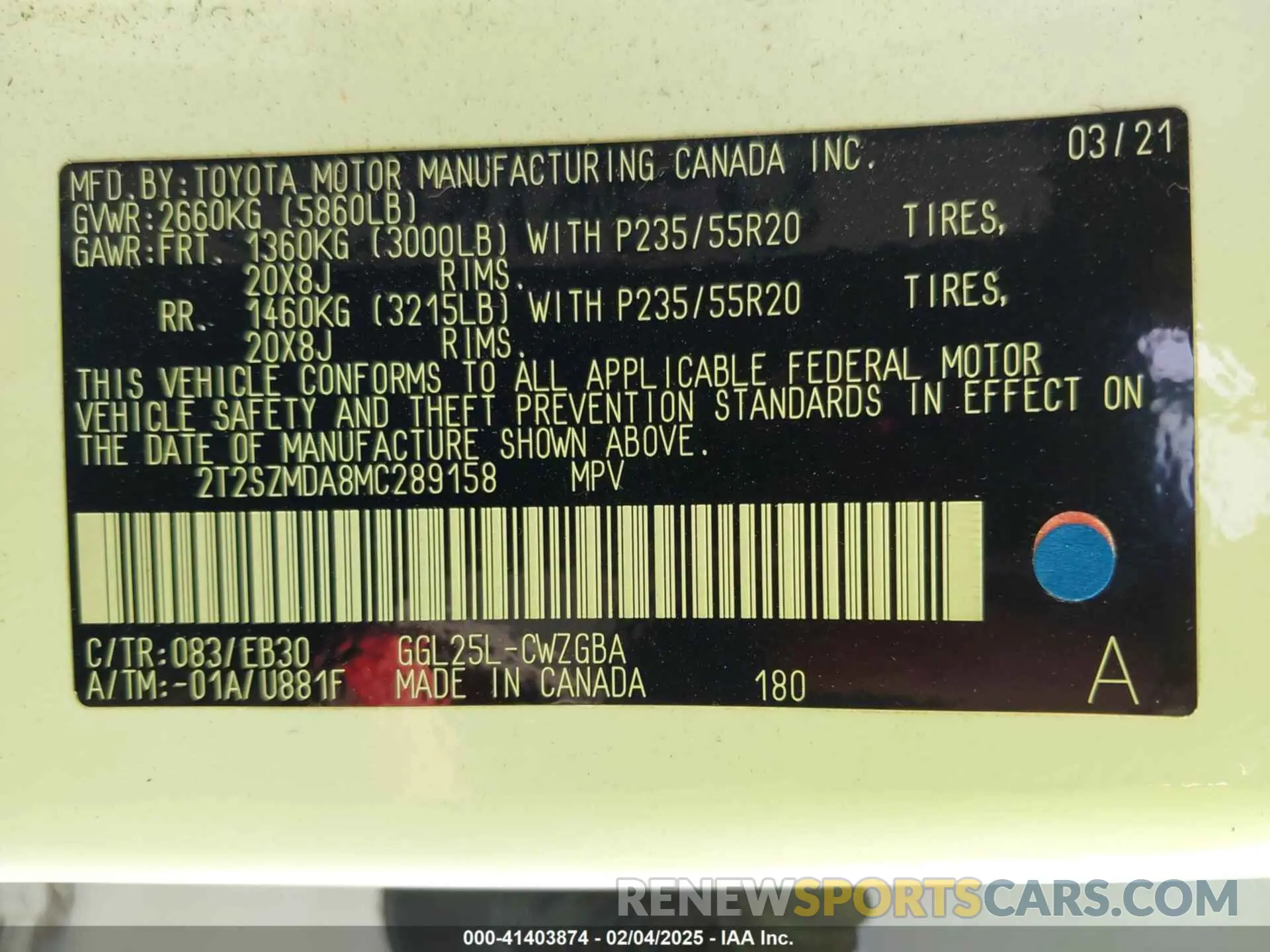 9 fotografías del automóvil dañado 2T2SZMDA8MC289158 LEXUS RX 350 2021