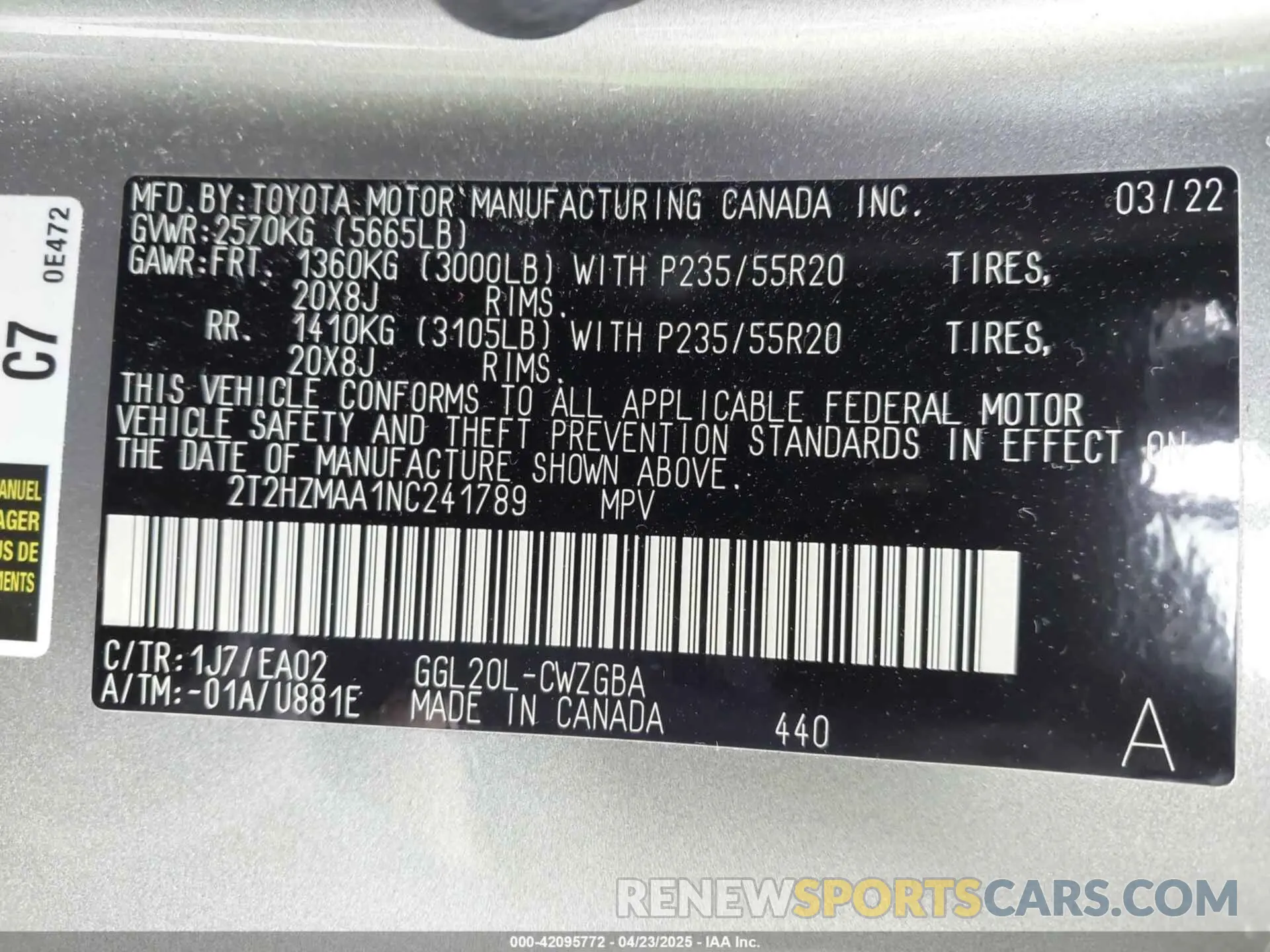 9 fotografías del automóvil dañado 2T2HZMAA1NC241789 LEXUS RX 350 2022