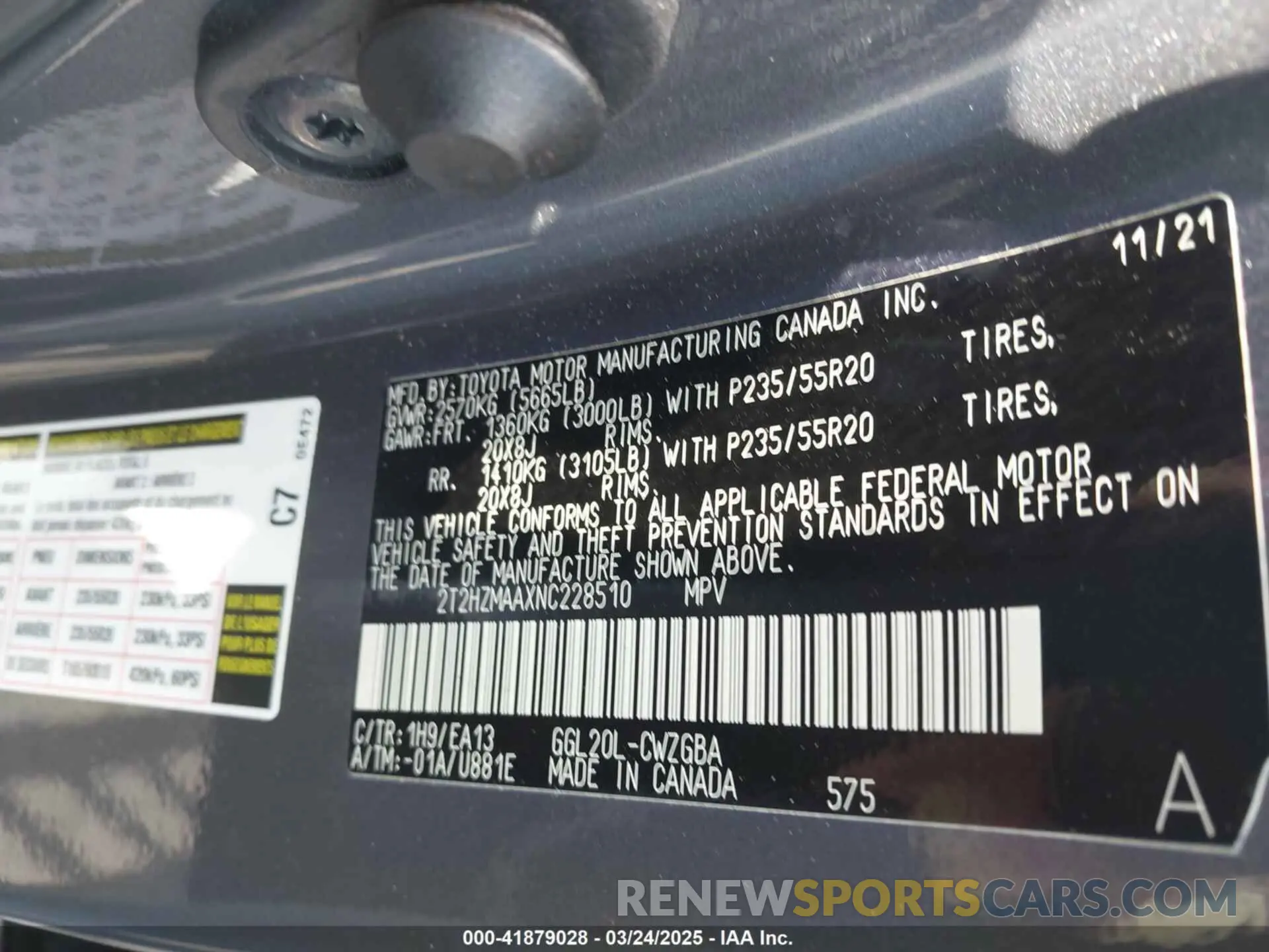 9 fotografías del automóvil dañado 2T2HZMAAXNC228510 LEXUS RX 350 2022