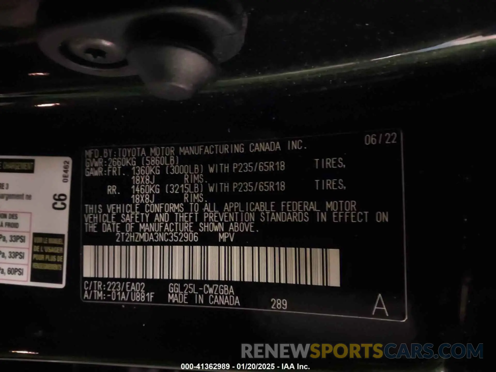 9 fotografías del automóvil dañado 2T2HZMDA3NC352906 LEXUS RX 350 2022
