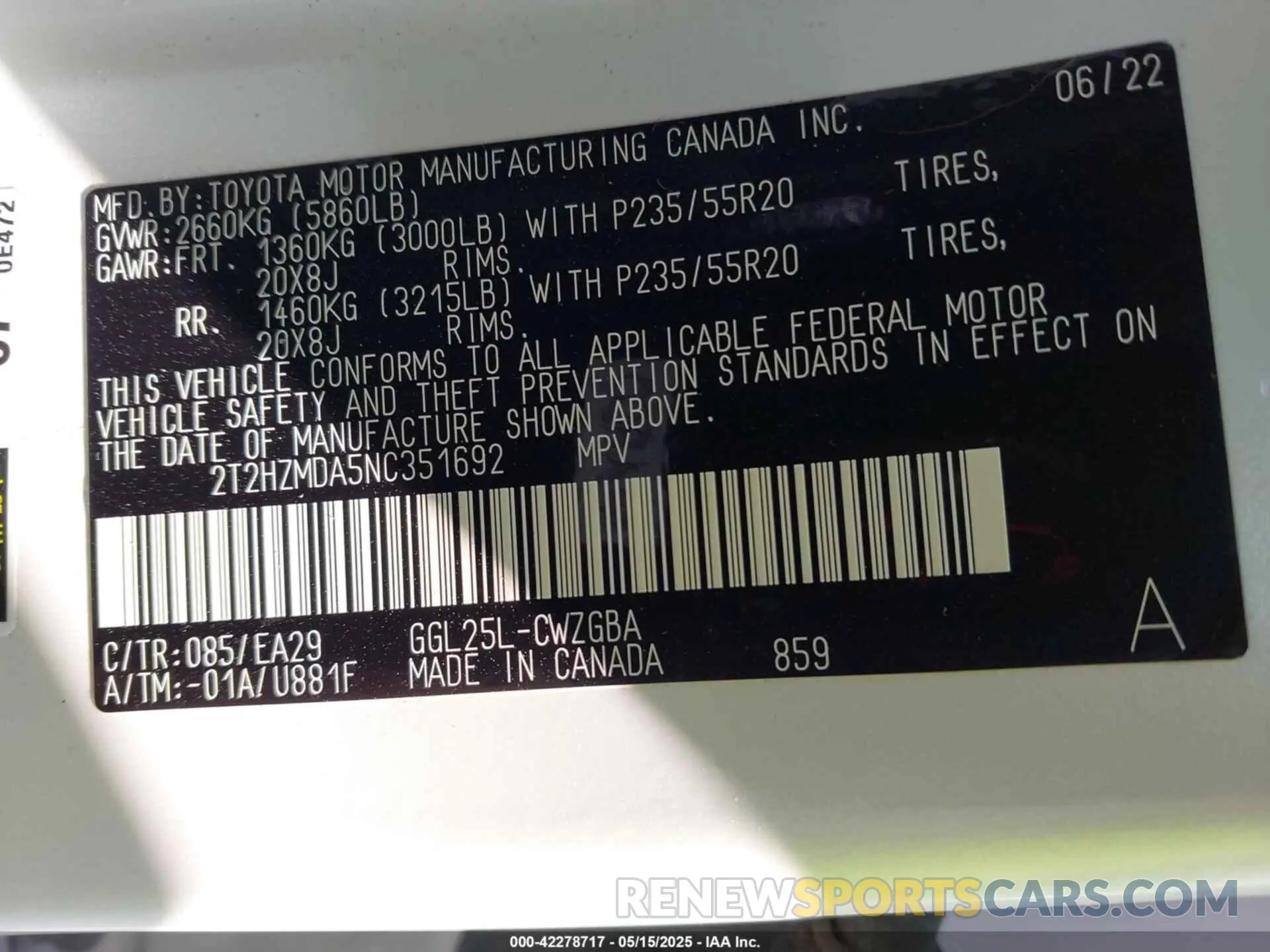 9 fotografías del automóvil dañado 2T2HZMDA5NC351692 LEXUS RX 350 2022