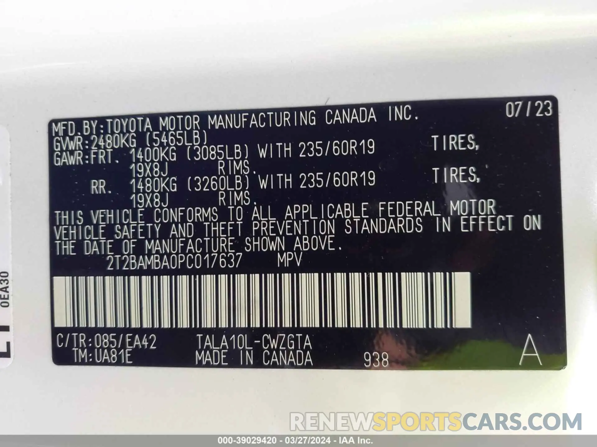 9 fotografías del automóvil dañado 2T2BAMBA0PC017637 LEXUS RX 350 2023