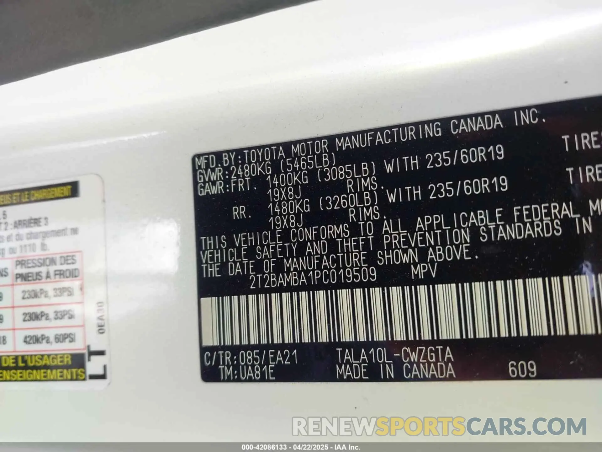 9 fotografías del automóvil dañado 2T2BAMBA1PC019509 LEXUS RX 350 2023
