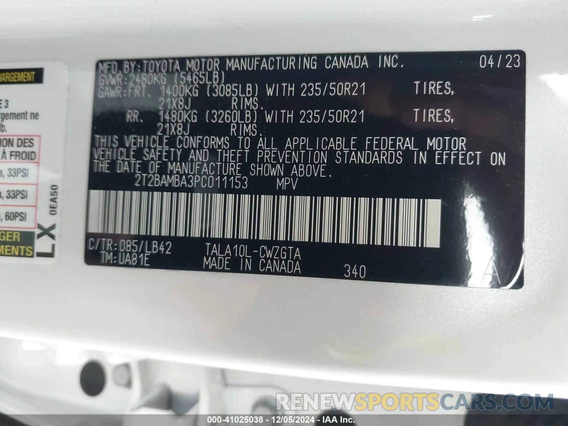 9 fotografías del automóvil dañado 2T2BAMBA3PC011153 LEXUS RX 350 2023