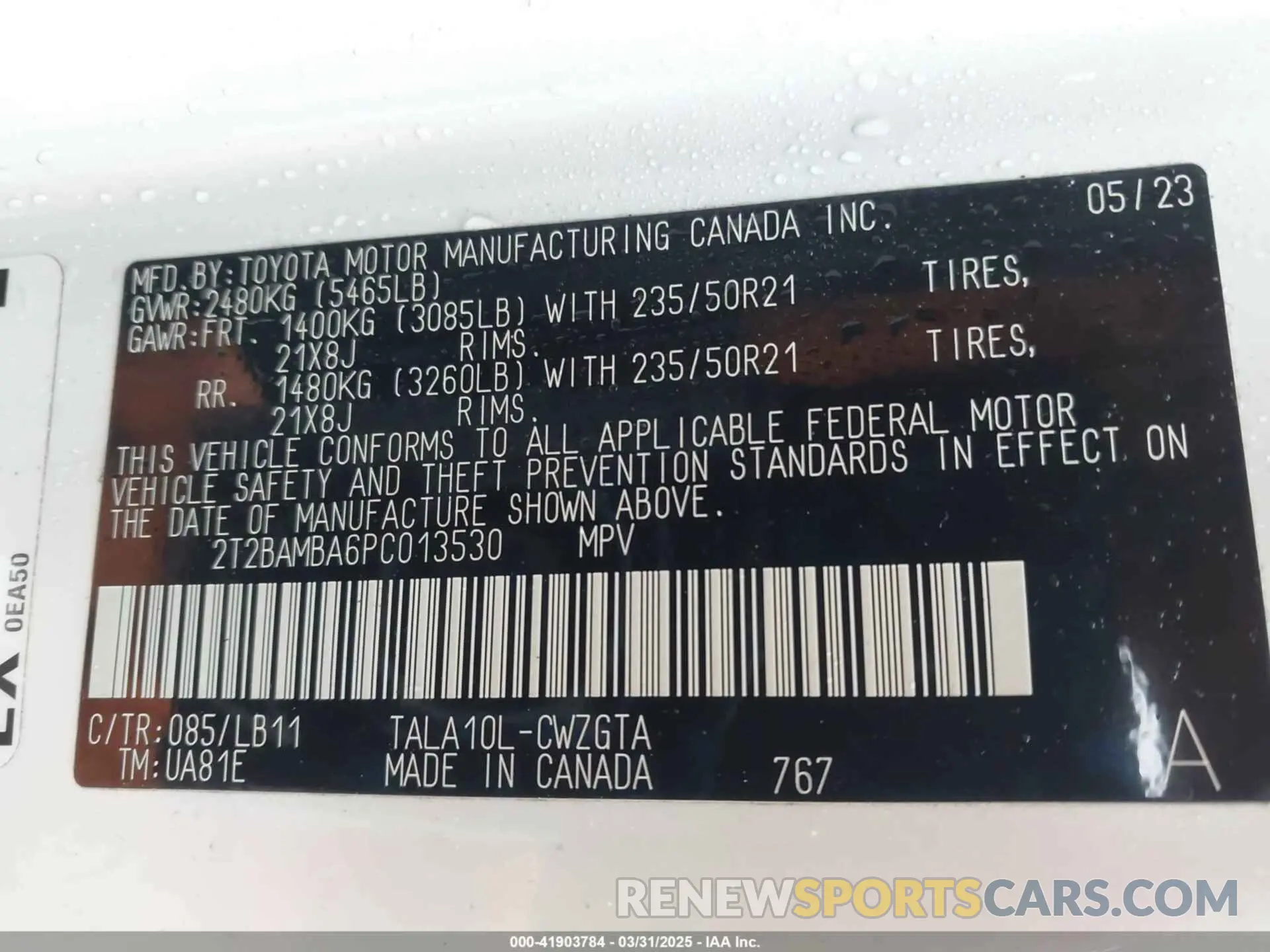9 fotografías del automóvil dañado 2T2BAMBA6PC013530 LEXUS RX 350 2023