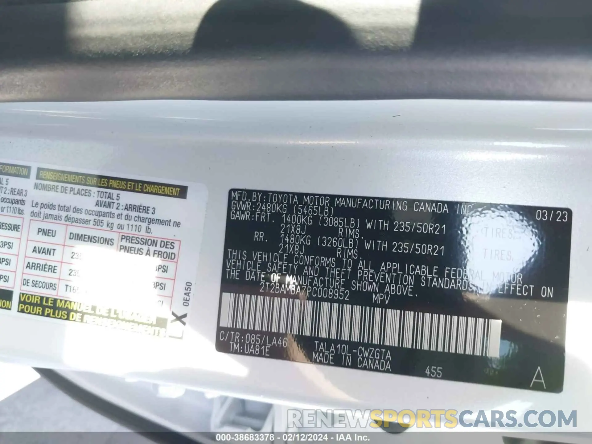 9 fotografías del automóvil dañado 2T2BAMBA7PC008952 LEXUS RX 350 2023