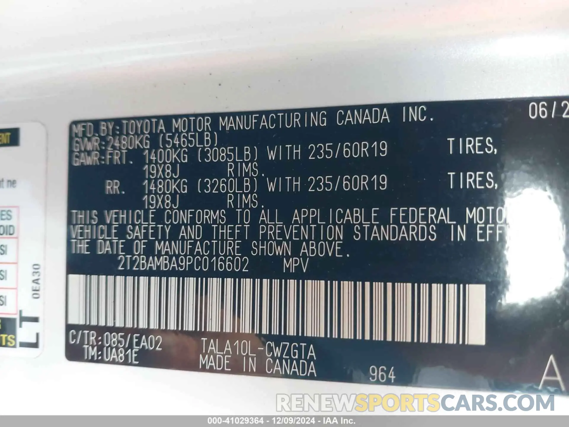 9 fotografías del automóvil dañado 2T2BAMBA9PC016602 LEXUS RX 350 2023