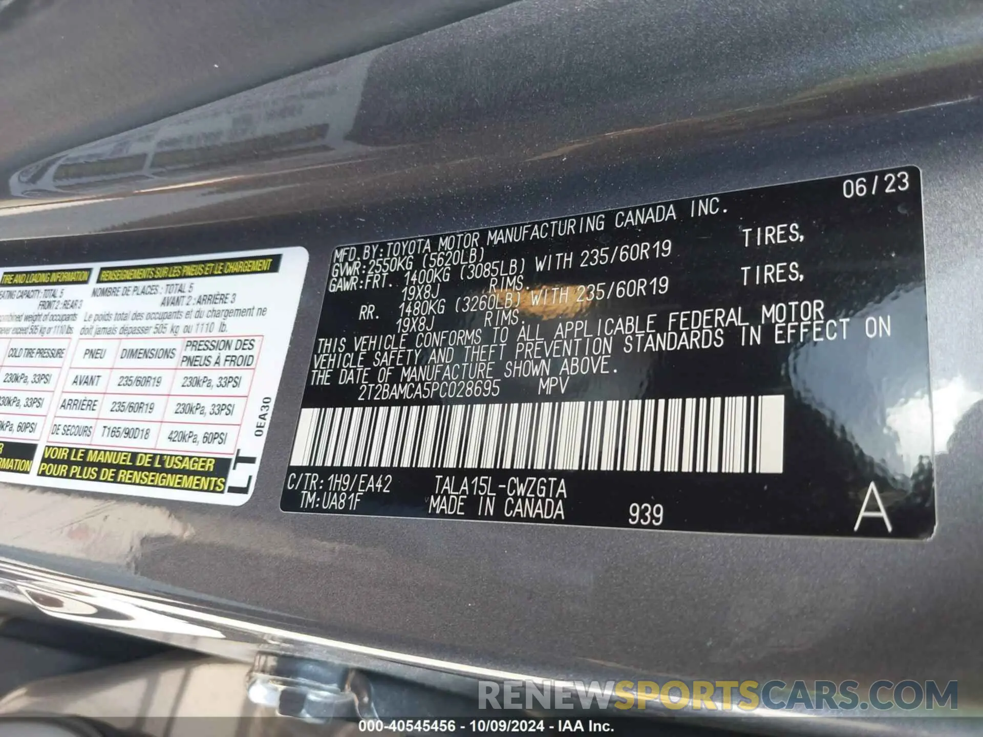 9 fotografías del automóvil dañado 2T2BAMCA5PC028695 LEXUS RX 350 2023