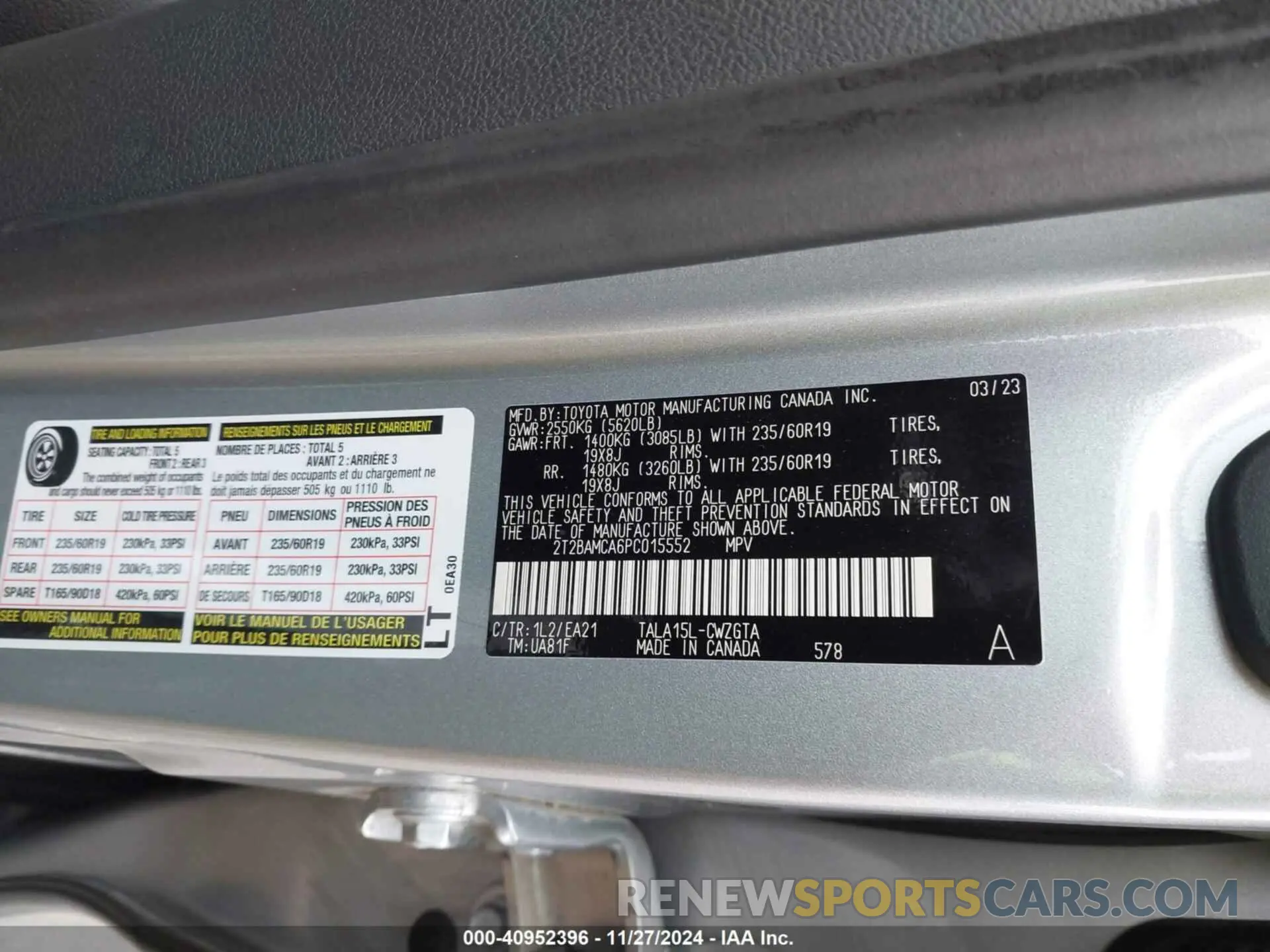 9 fotografías del automóvil dañado 2T2BAMCA6PC015552 LEXUS RX 350 2023
