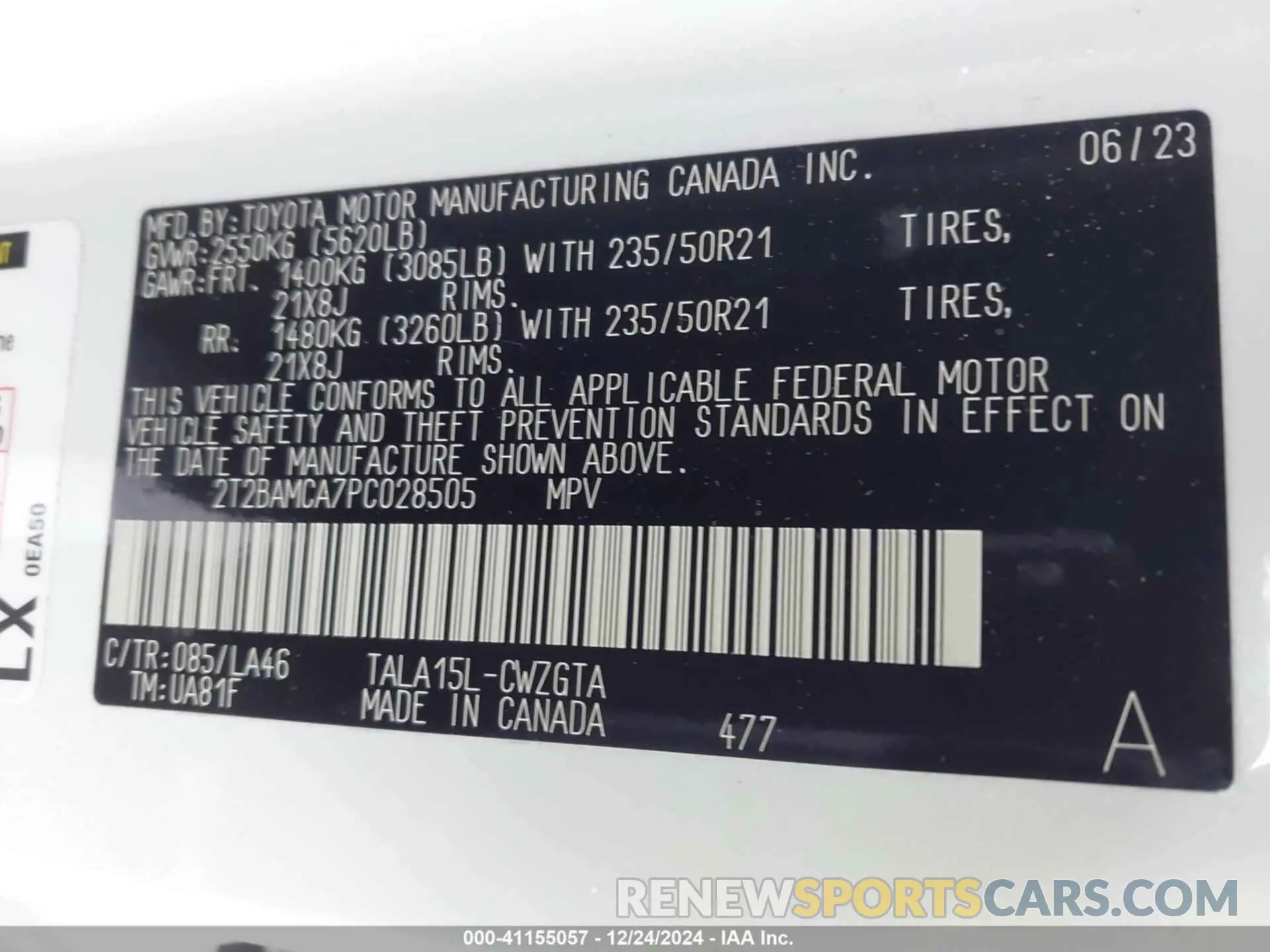 9 fotografías del automóvil dañado 2T2BAMCA7PC028505 LEXUS RX 350 2023
