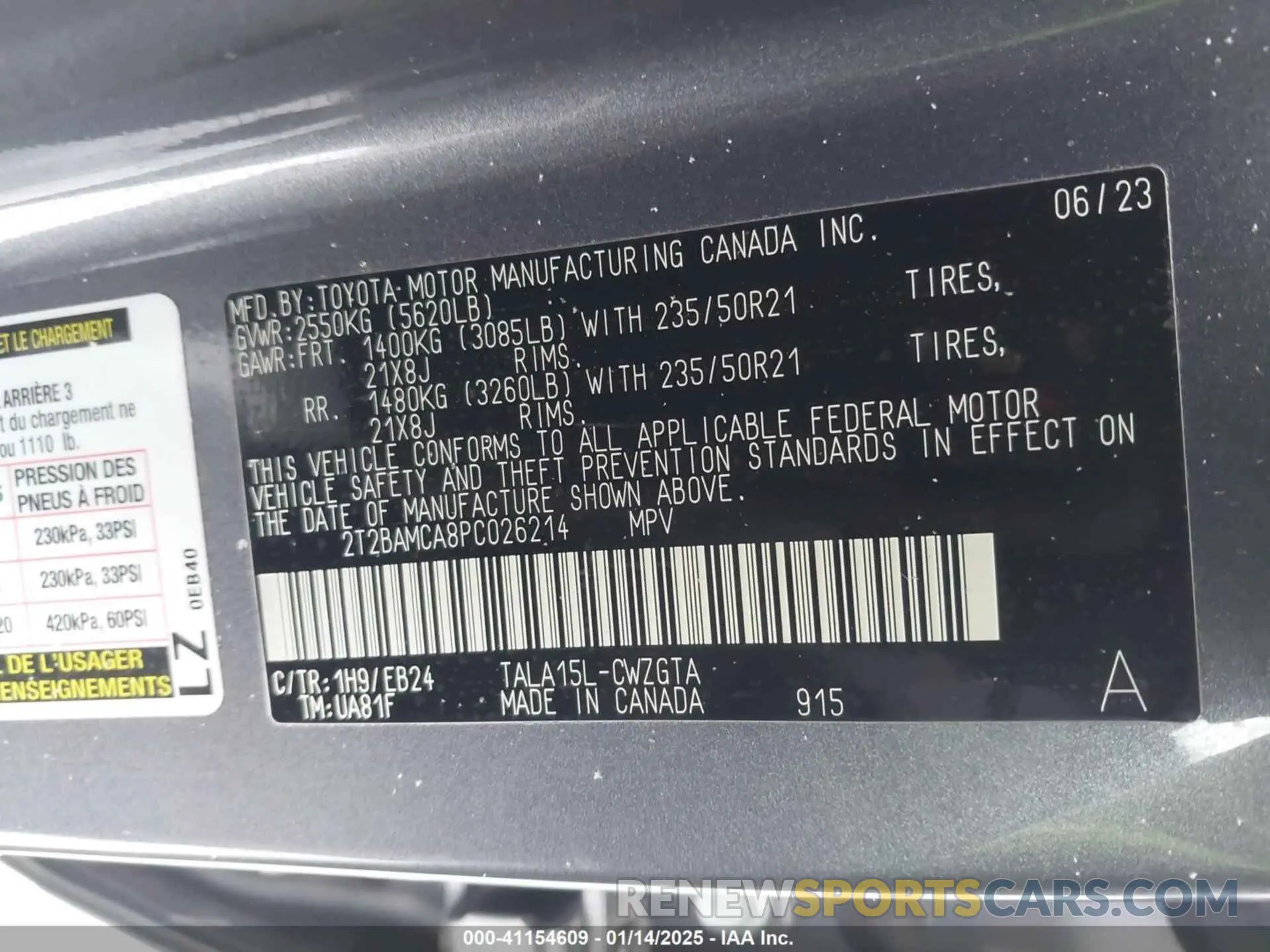 9 fotografías del automóvil dañado 2T2BAMCA8PC026214 LEXUS RX 350 2023