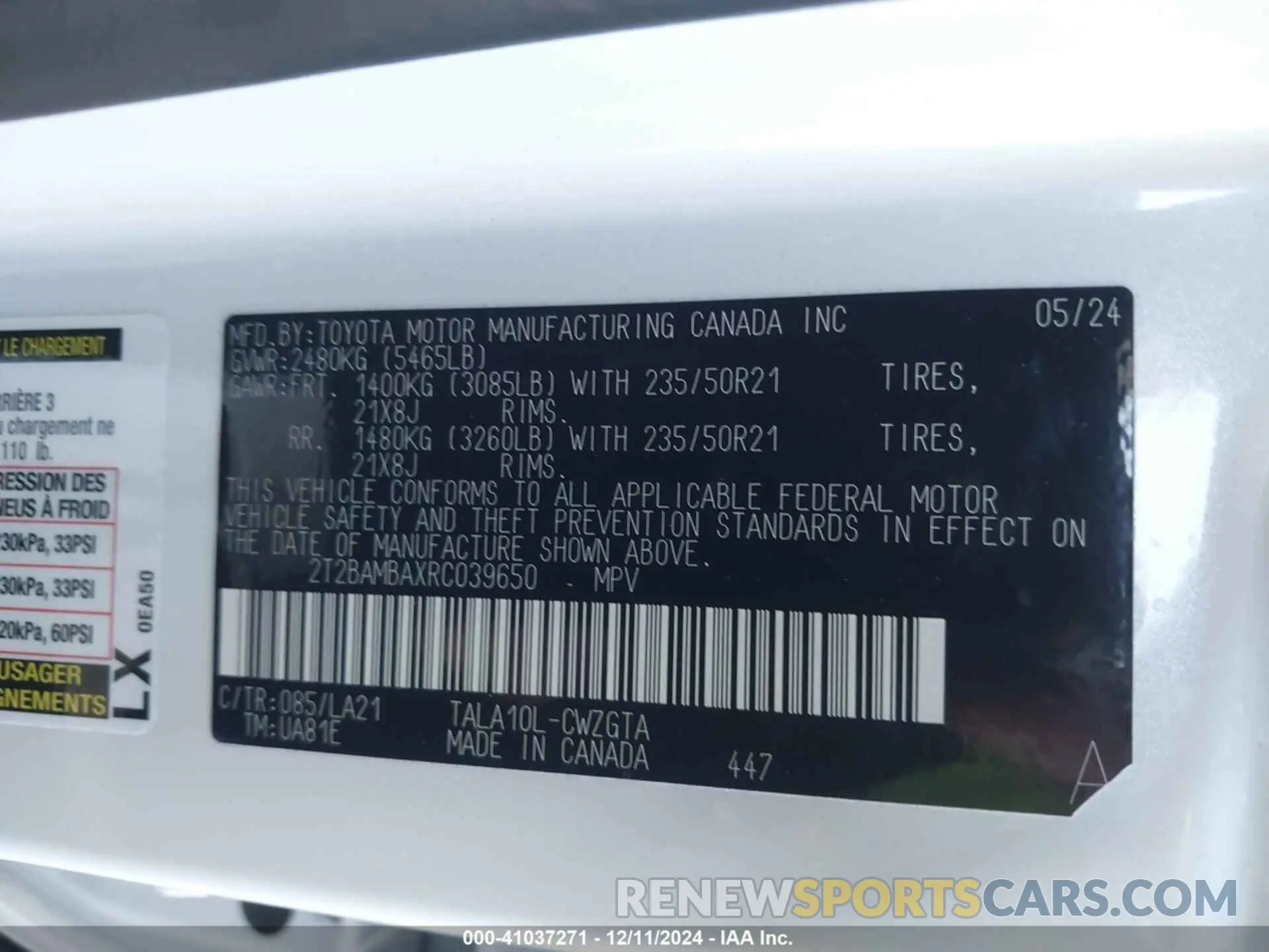 9 fotografías del automóvil dañado 2T2BAMBAXRC039650 LEXUS RX 350 2024