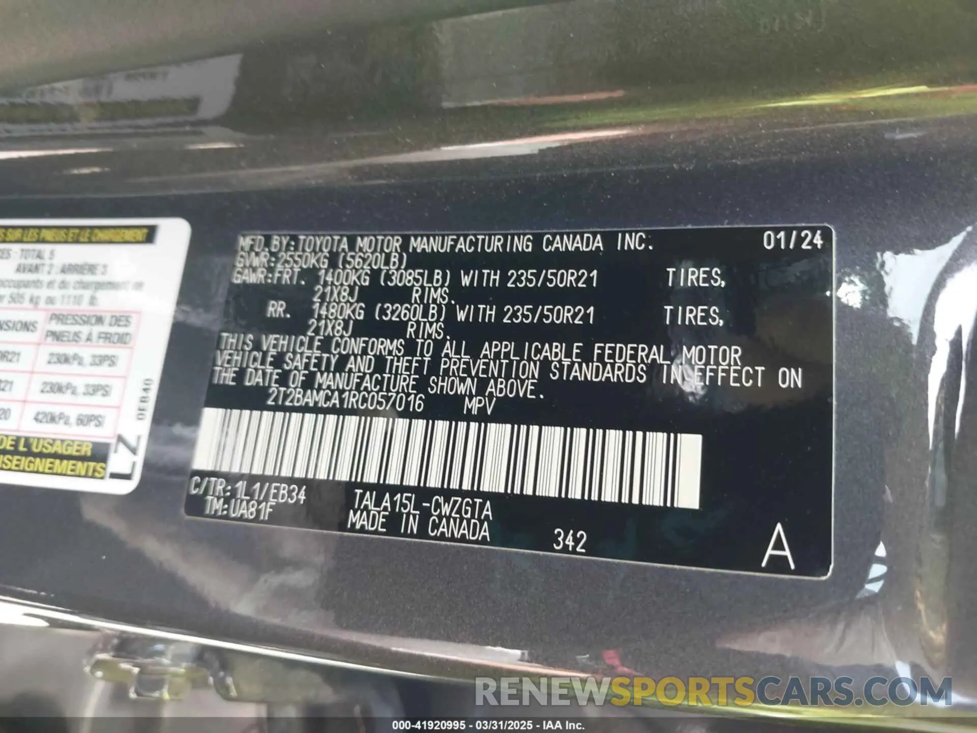 9 fotografías del automóvil dañado 2T2BAMCA1RC057016 LEXUS RX 350 2024