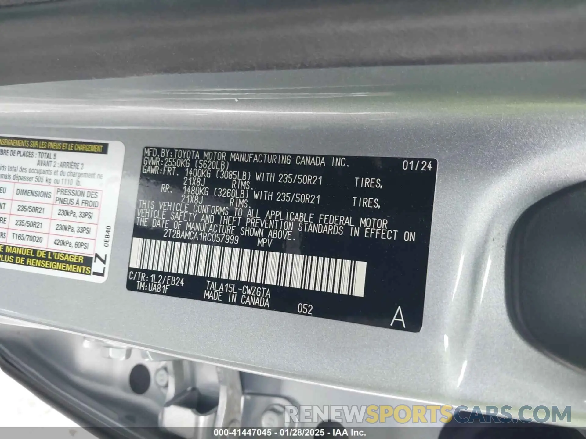9 fotografías del automóvil dañado 2T2BAMCA1RC057999 LEXUS RX 350 2024