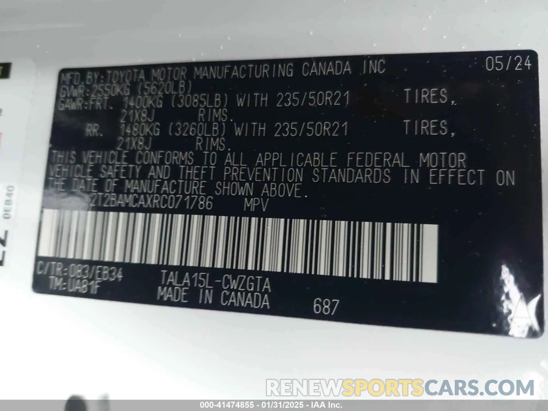 9 fotografías del automóvil dañado 2T2BAMCAXRC071786 LEXUS RX 350 2024