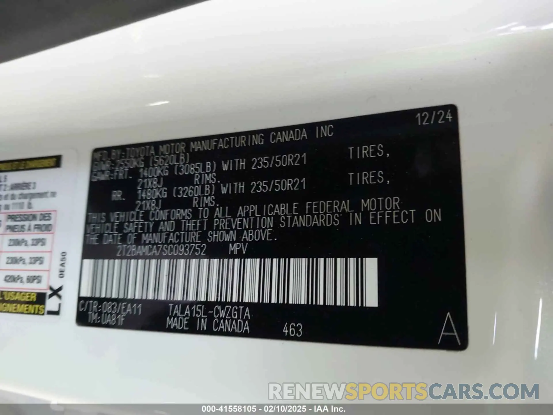 9 fotografías del automóvil dañado 2T2BAMCA7SC093752 LEXUS RX 350 2025