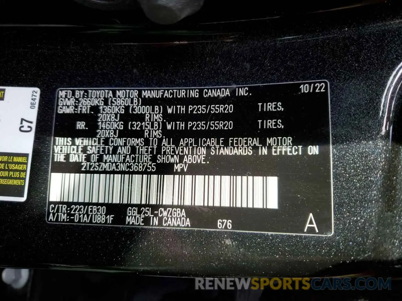 15 fotografías del automóvil dañado 2T2SZMDA3NC368755 LEXUS RX 350 F S 2022