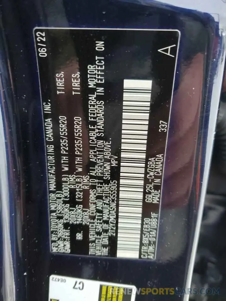 13 fotografías del automóvil dañado 2T2YZMDA5NC355905 LEXUS RX 350 F S 2022