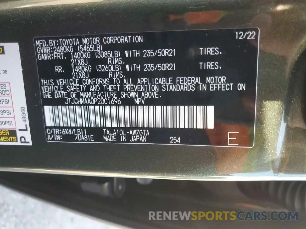 14 fotografías del automóvil dañado JTJCHMAA0P2001696 LEXUS RX 350 PRE 2023