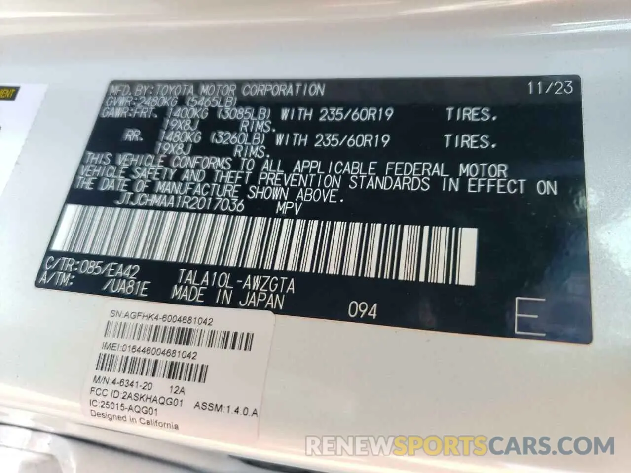 13 fotografías del automóvil dañado JTJCHMAA1R2017036 LEXUS RX 350 PRE 2024