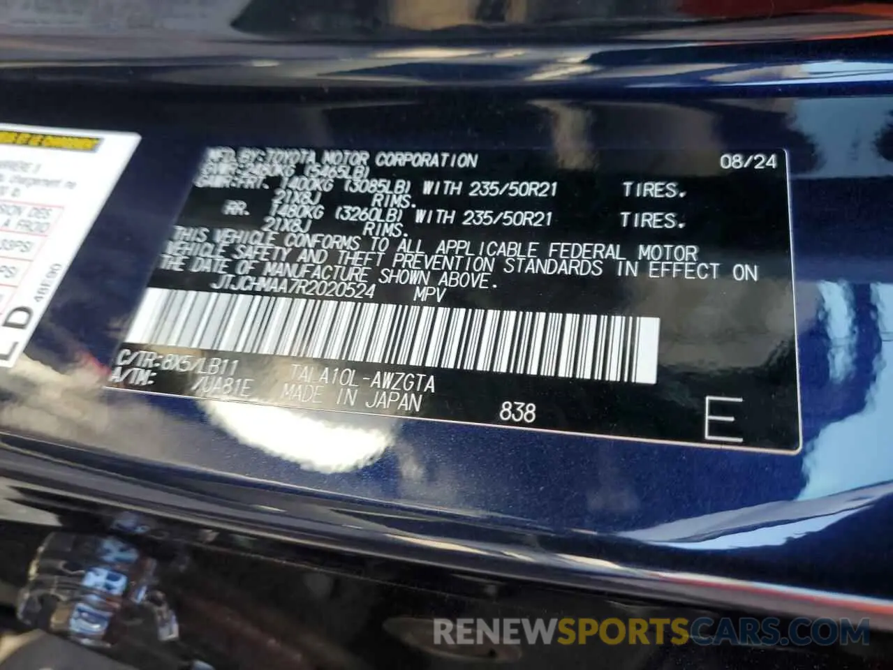 16 fotografías del automóvil dañado JTJCHMAA7R2020524 LEXUS RX 350 PRE 2024