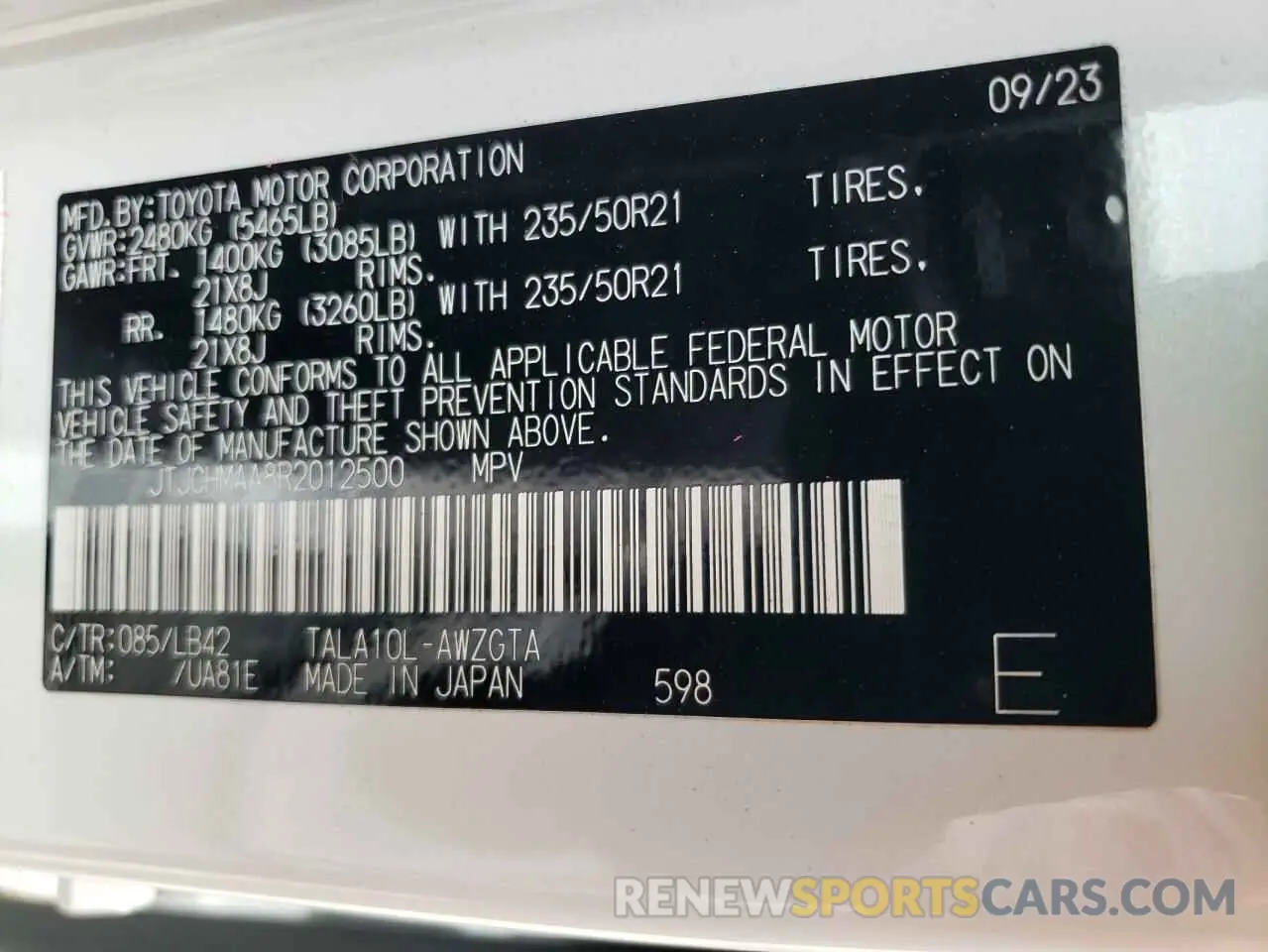14 fotografías del automóvil dañado JTJCHMAA8R2012500 LEXUS RX 350 PRE 2024