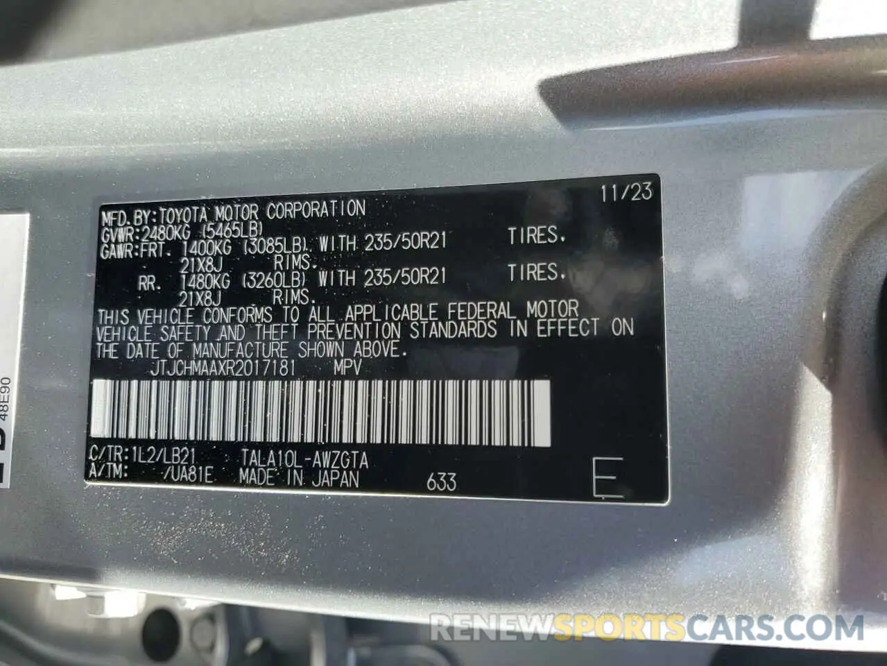 14 fotografías del automóvil dañado JTJCHMAAXR2017181 LEXUS RX 350 PRE 2024