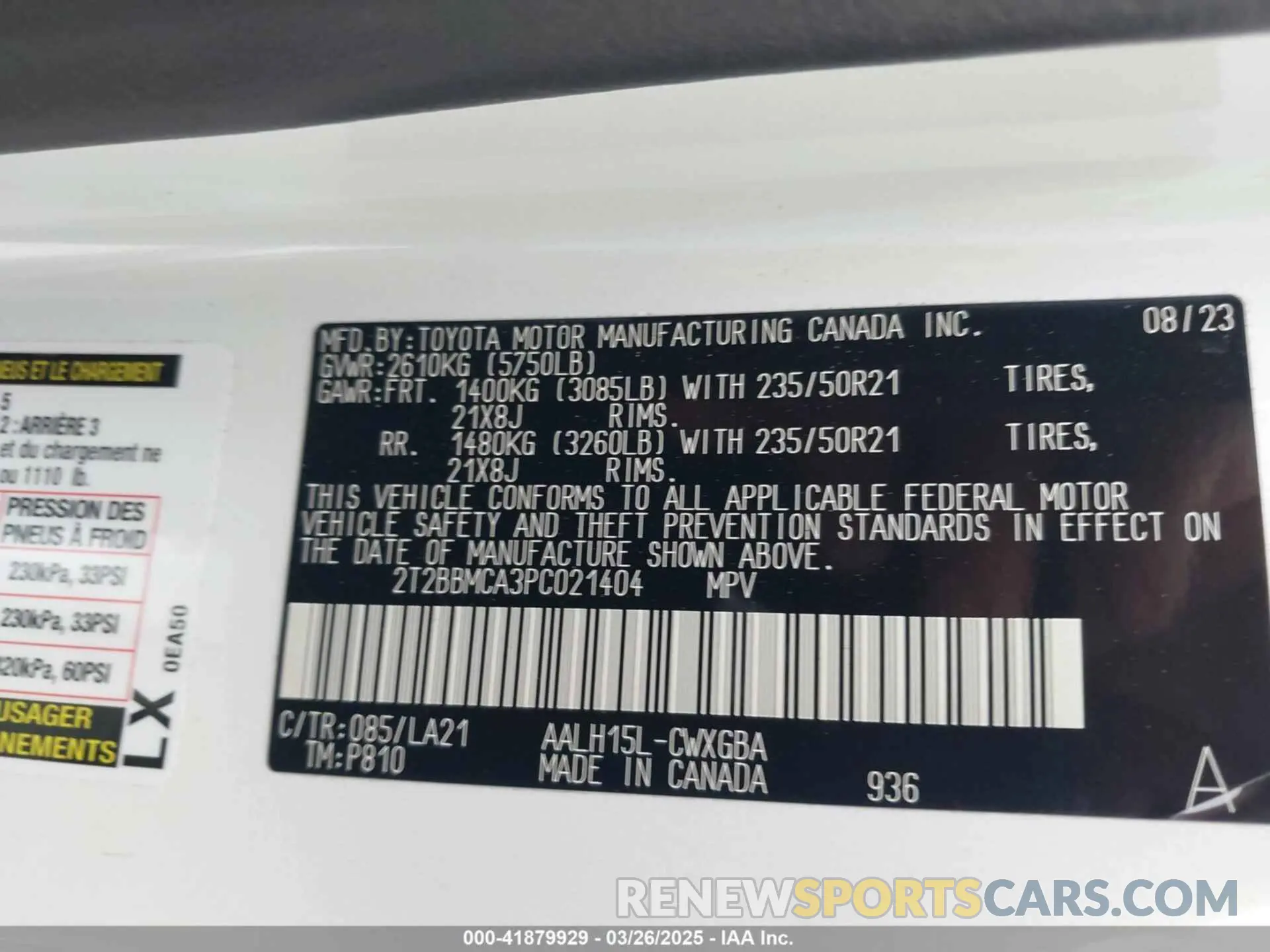 9 fotografías del automóvil dañado 2T2BBMCA3PC021404 LEXUS RX 350H 2023