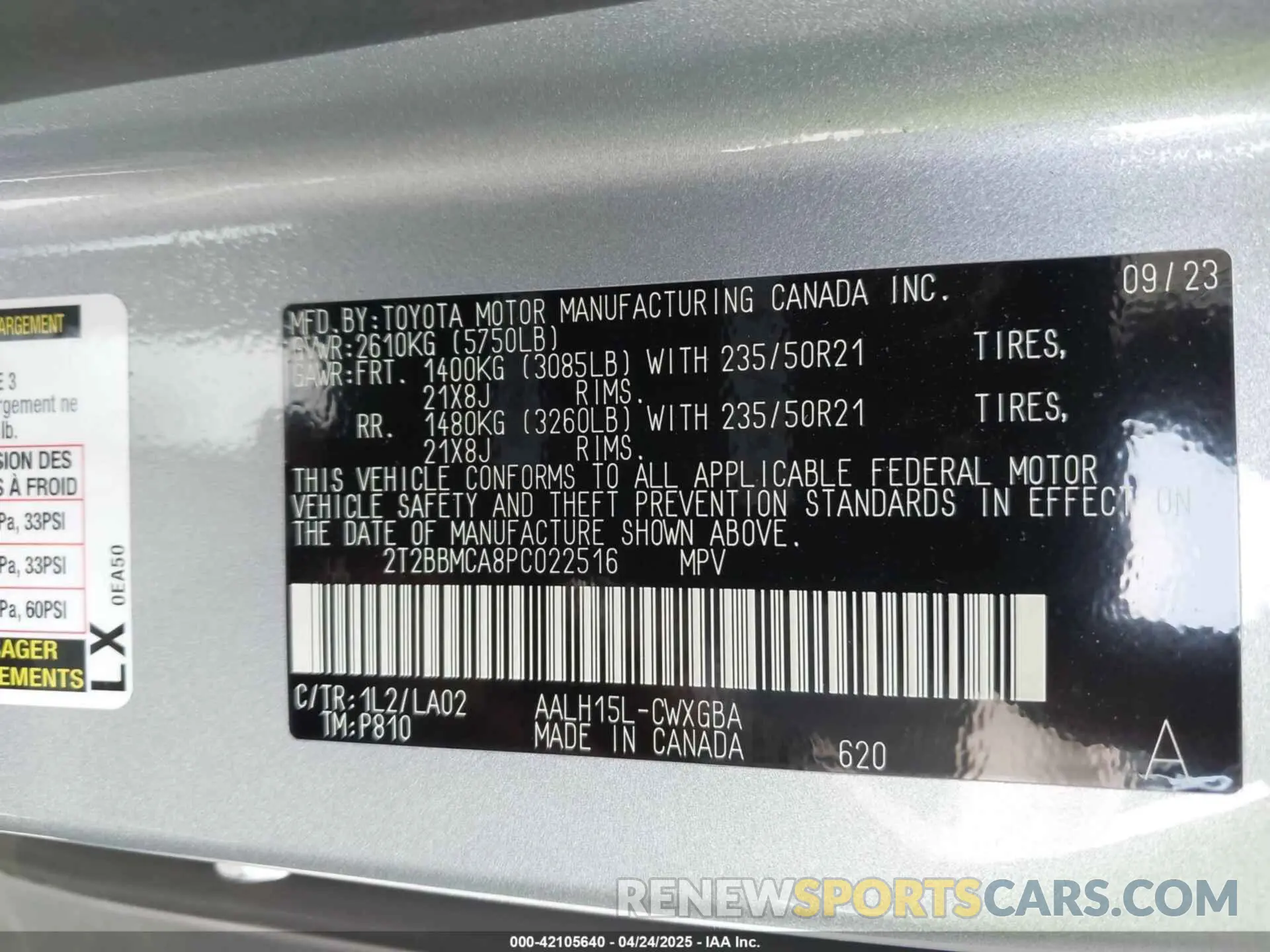 9 fotografías del automóvil dañado 2T2BBMCA8PC022516 LEXUS RX 350H 2023