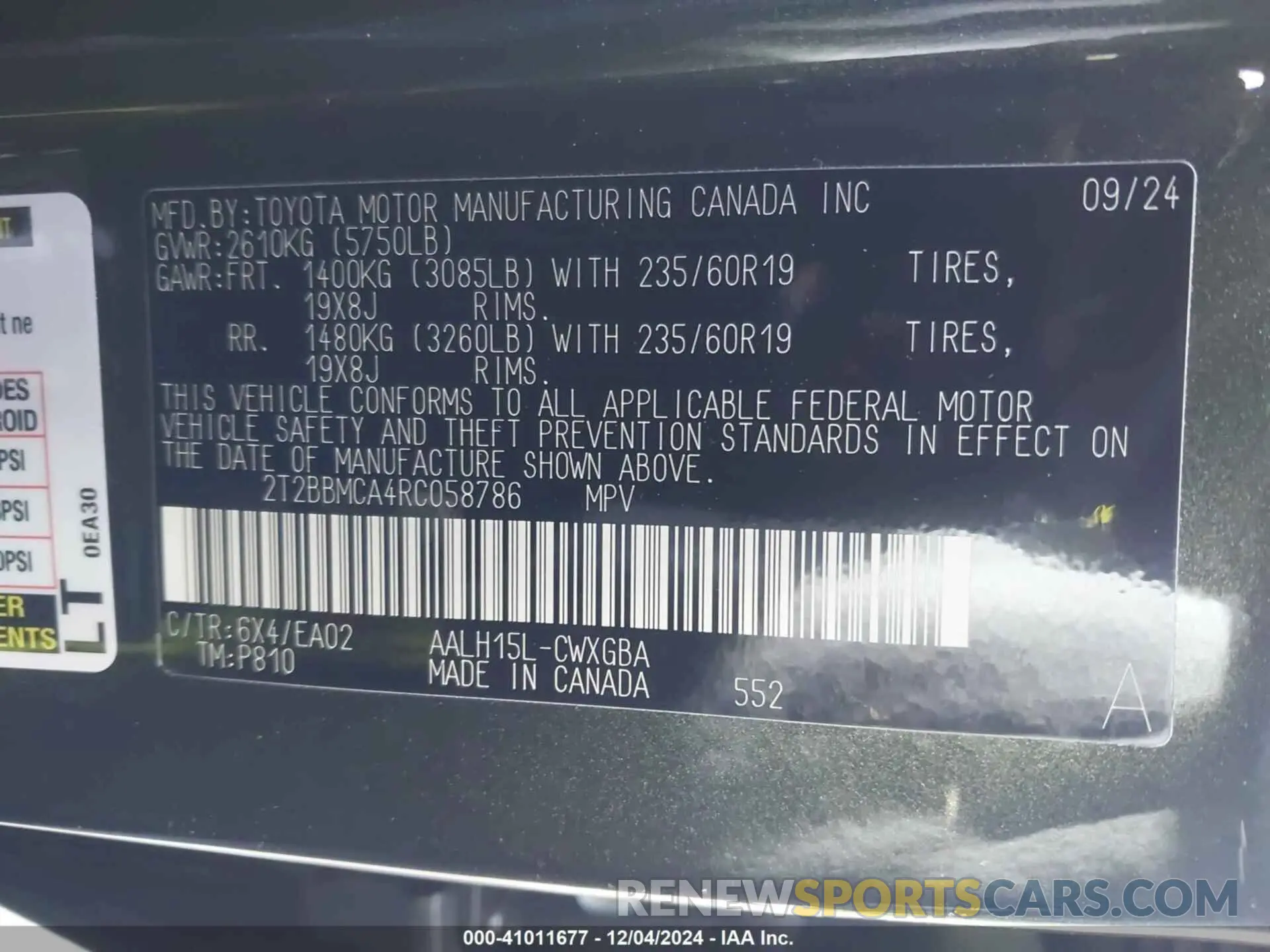 9 fotografías del automóvil dañado 2T2BBMCA4RC058786 LEXUS RX 350H 2024