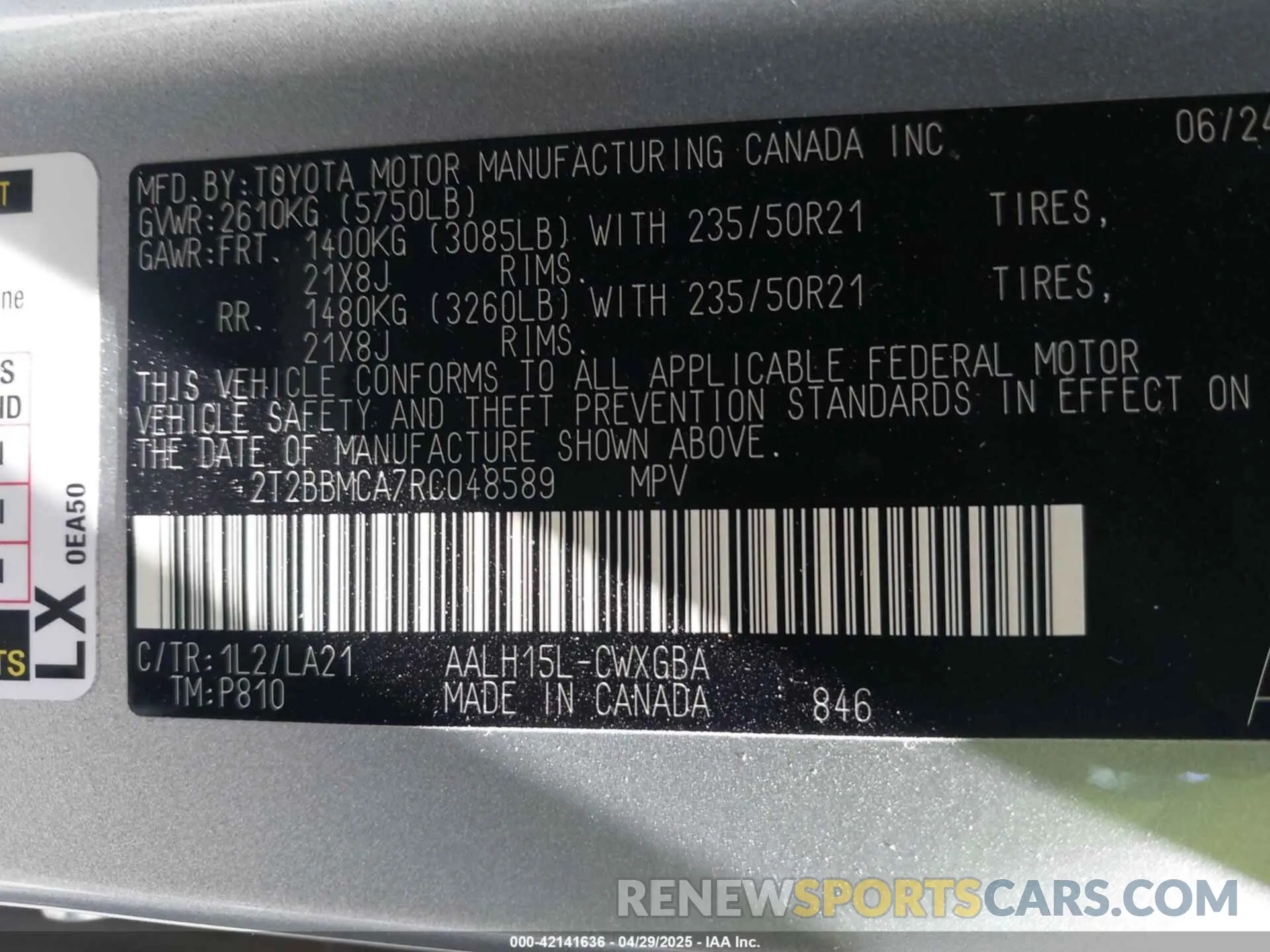 9 fotografías del automóvil dañado 2T2BBMCA7RC048589 LEXUS RX 350H 2024