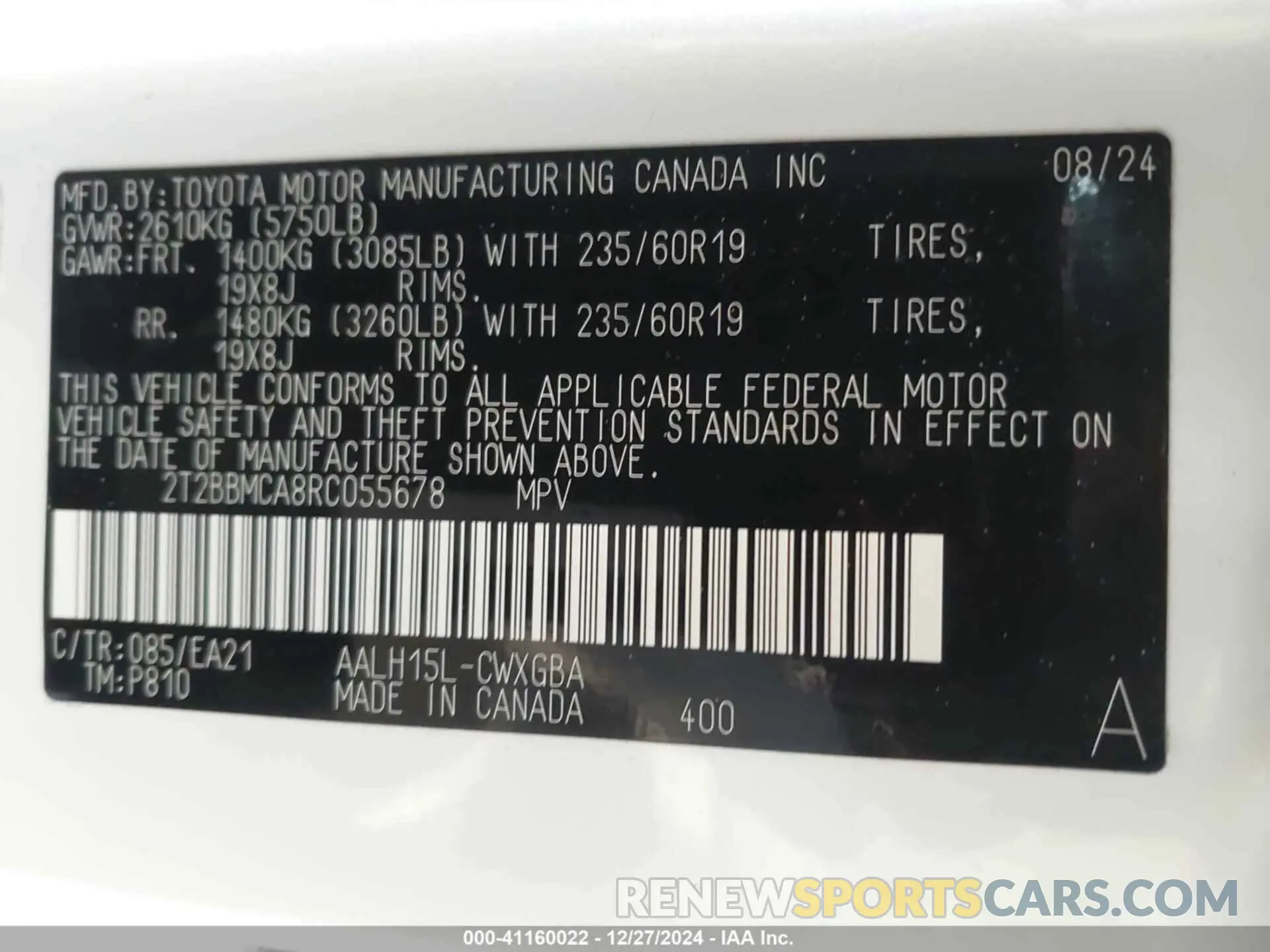 9 fotografías del automóvil dañado 2T2BBMCA8RC055678 LEXUS RX 350H 2024