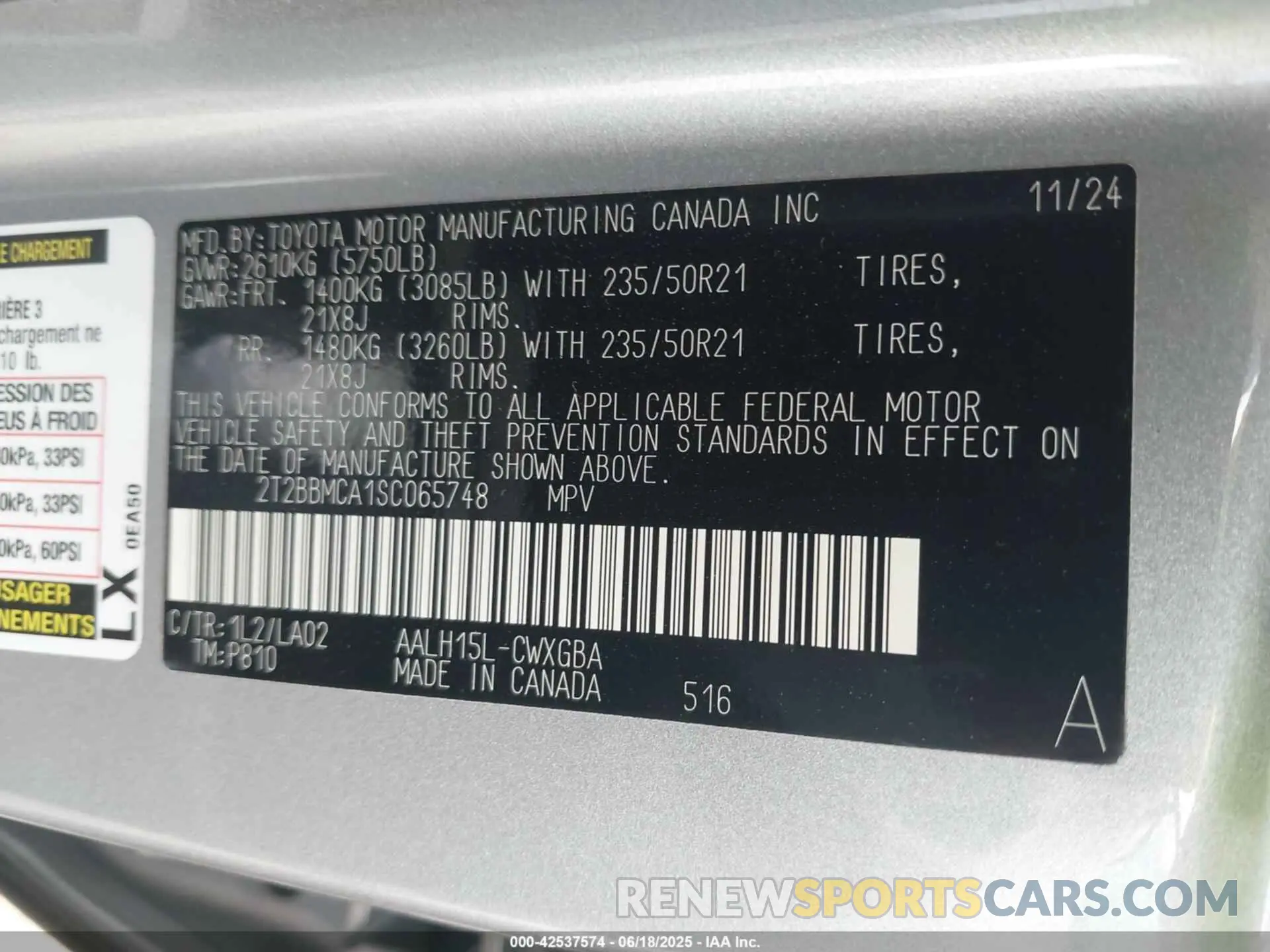 9 fotografías del automóvil dañado 2T2BBMCA1SC065748 LEXUS RX 350H 2025