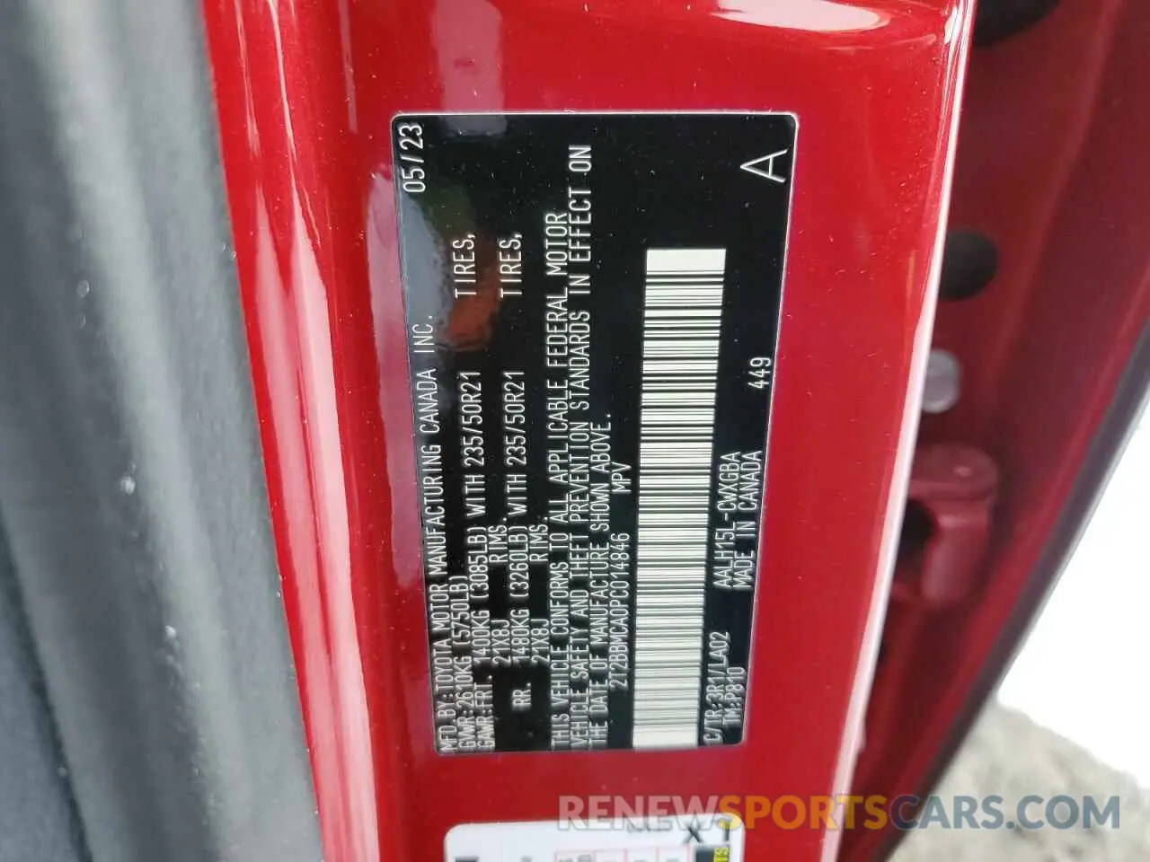 13 fotografías del automóvil dañado 2T2BBMCA0PC014846 LEXUS RX 350H BA 2023